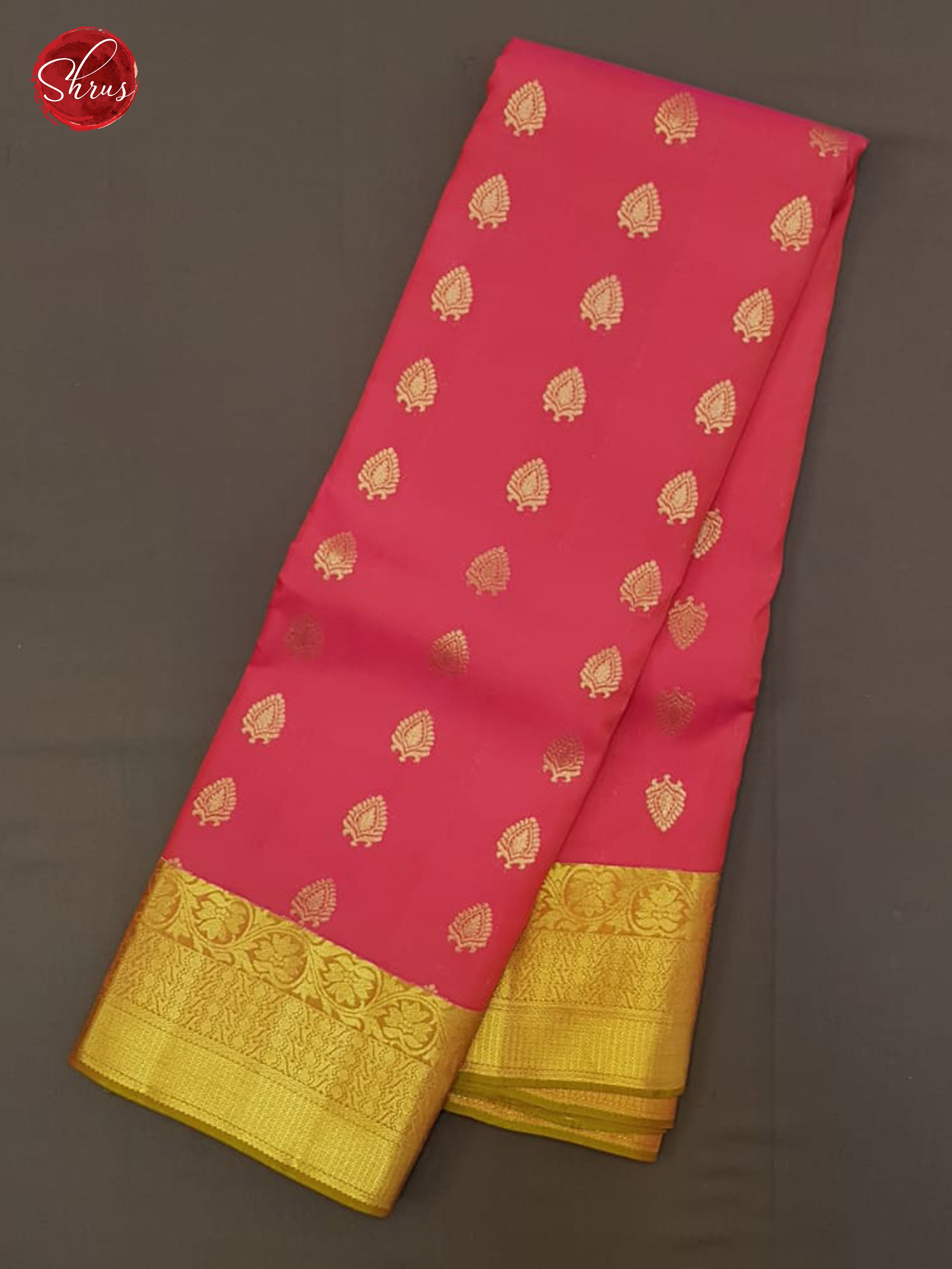 Pink & Mehandi Green -  Kanchipuram (Half Pure) Saree - Shop on ShrusEternity.com