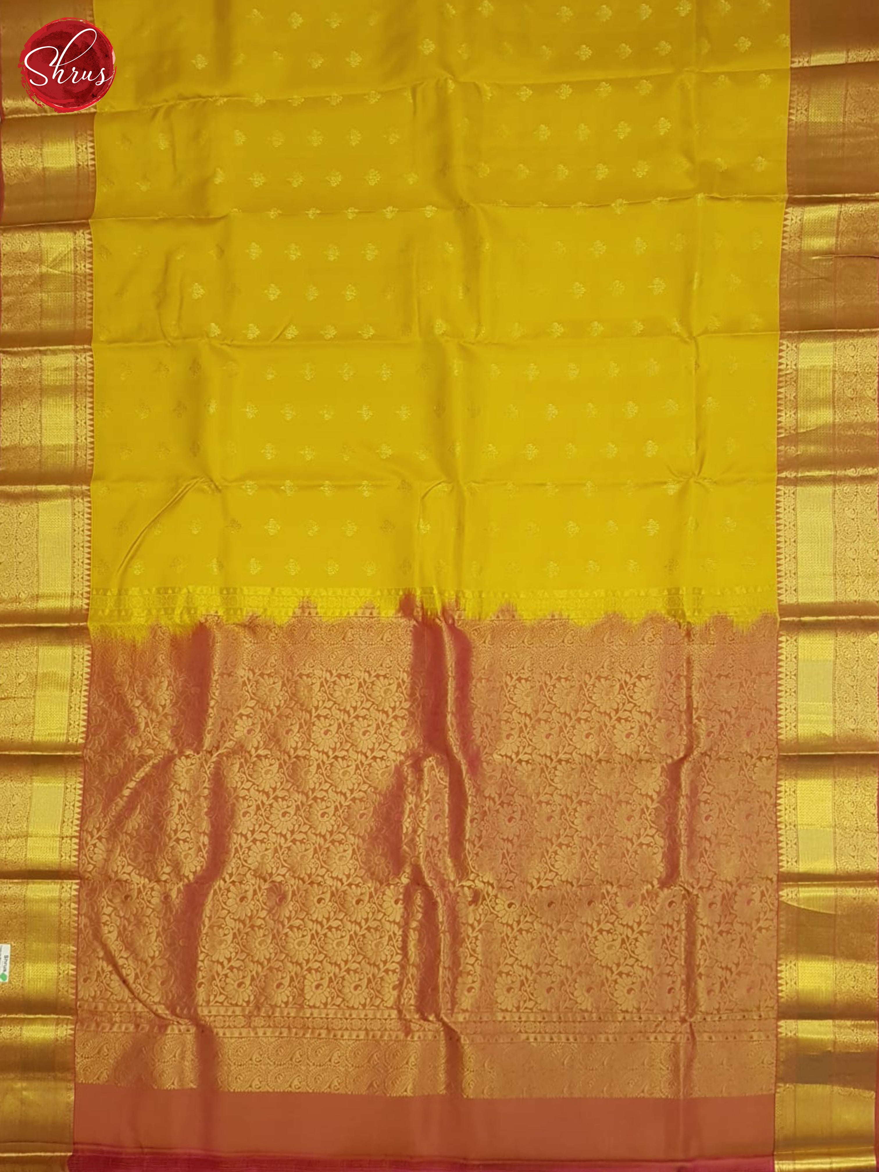Mustard And Brick Orange - Kanchipuram Half-pure Silk Saree - Shop on ShrusEternity.com