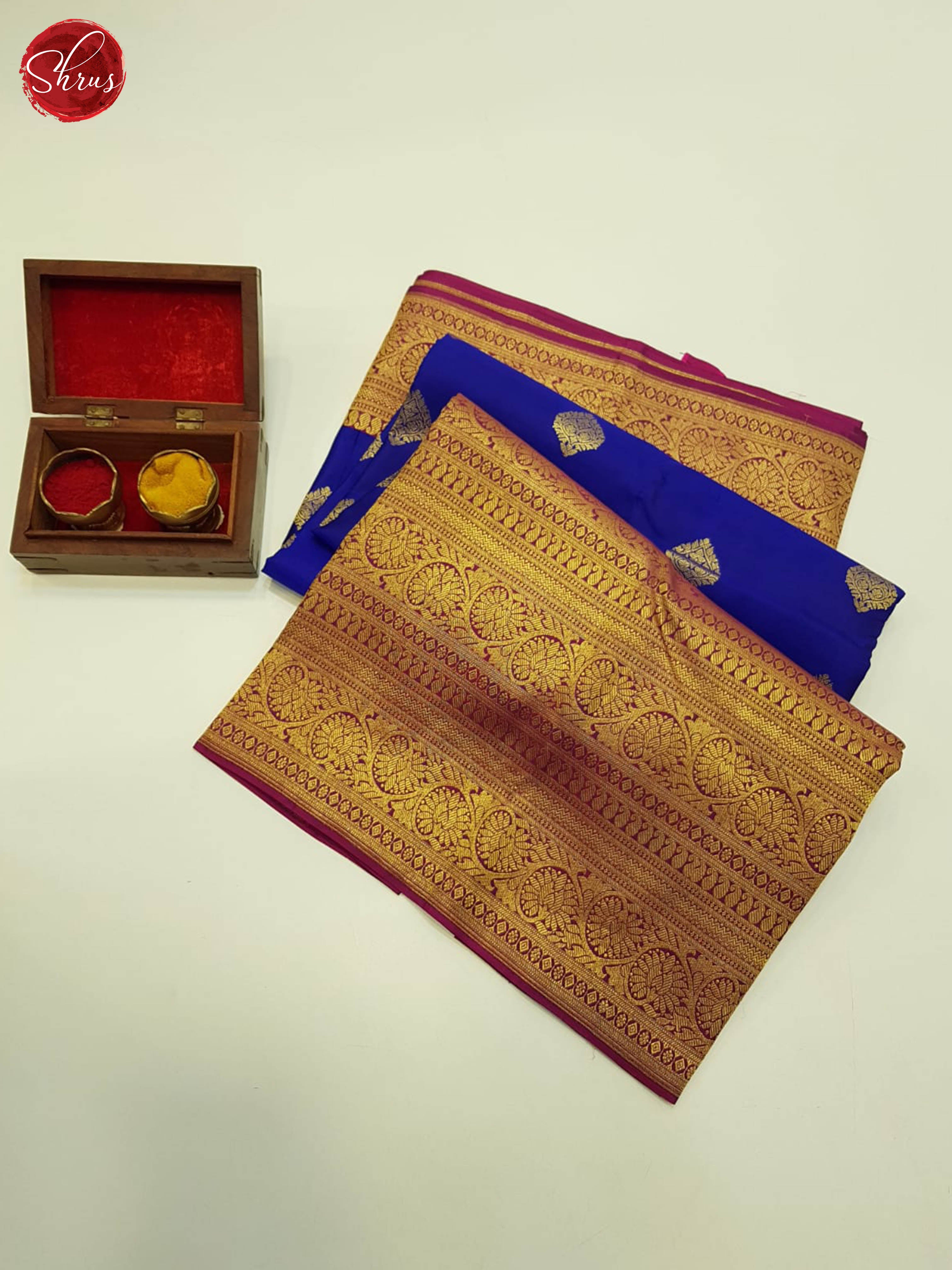 Blue & Wine - Kanchipuram silk saree - Shop on ShrusEternity.com