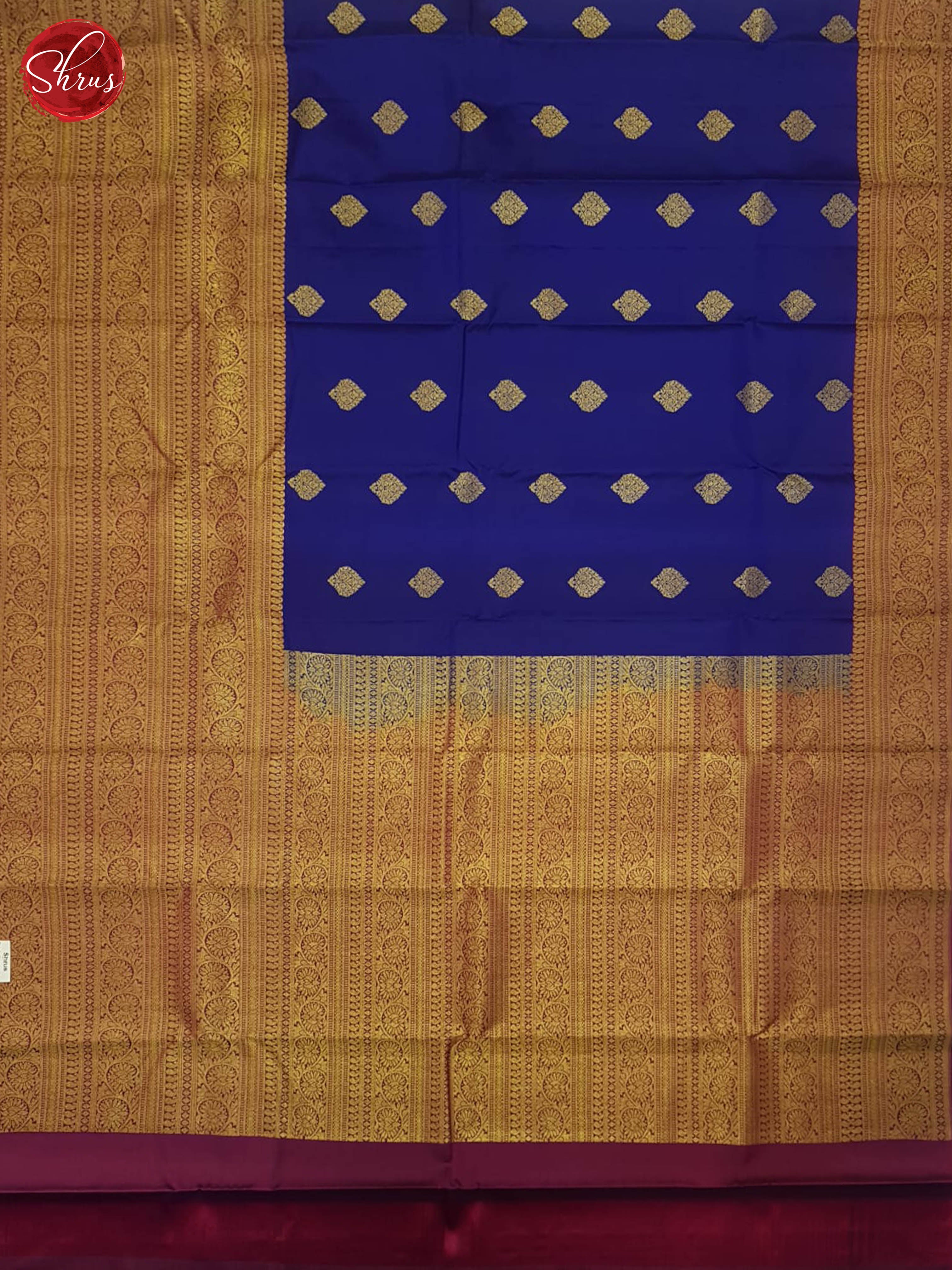 Blue & Wine - Kanchipuram silk saree - Shop on ShrusEternity.com