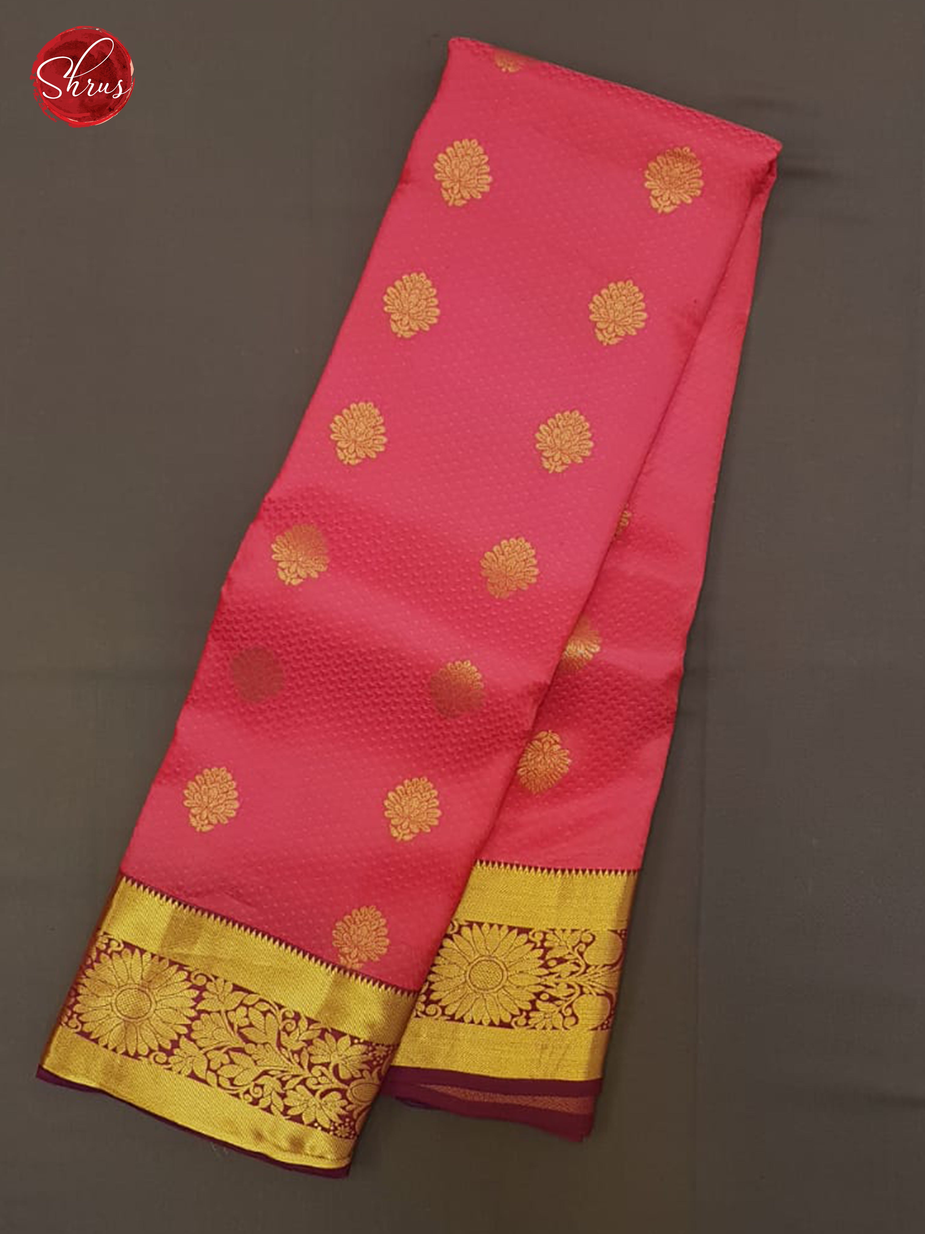 Pink & Maroon -  Kanchipuram (Half Pure) Saree - Shop on ShrusEternity.com
