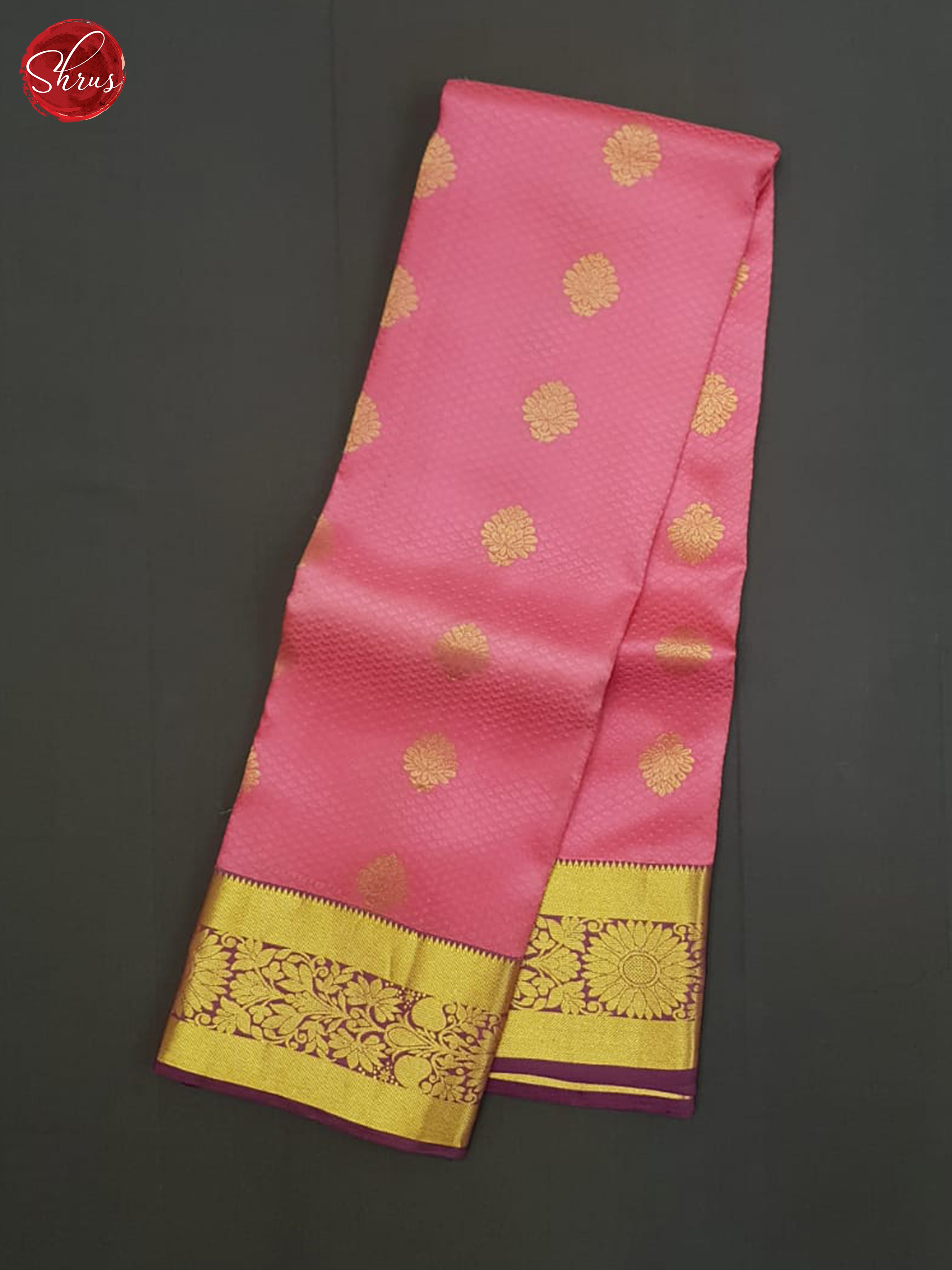 Pink And Wine- Kanchipuram Half -pure Silk Saree - Shop on ShrusEternity.com