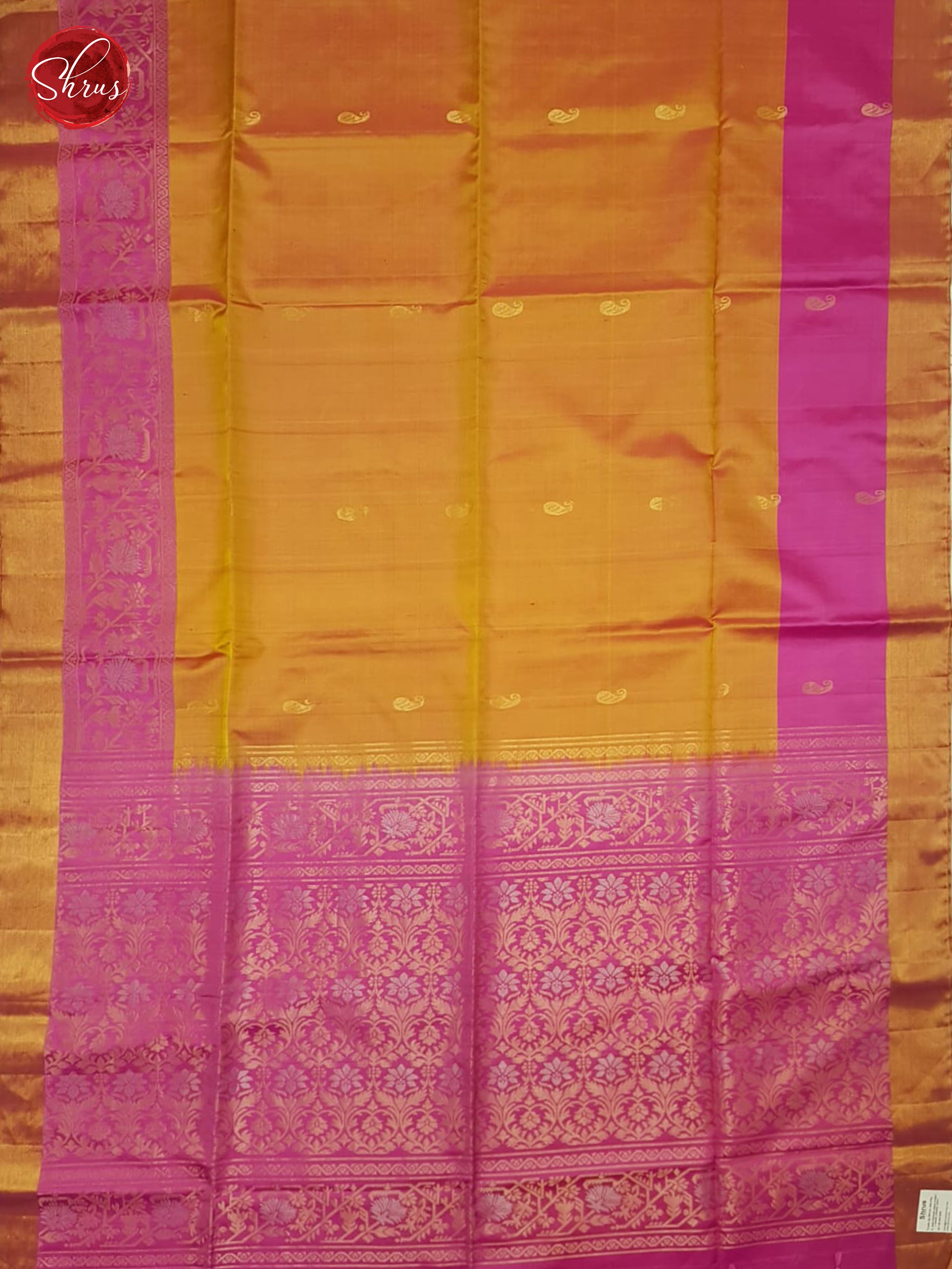 Mustard and pink - Soft Silk saree - Shop on ShrusEternity.com