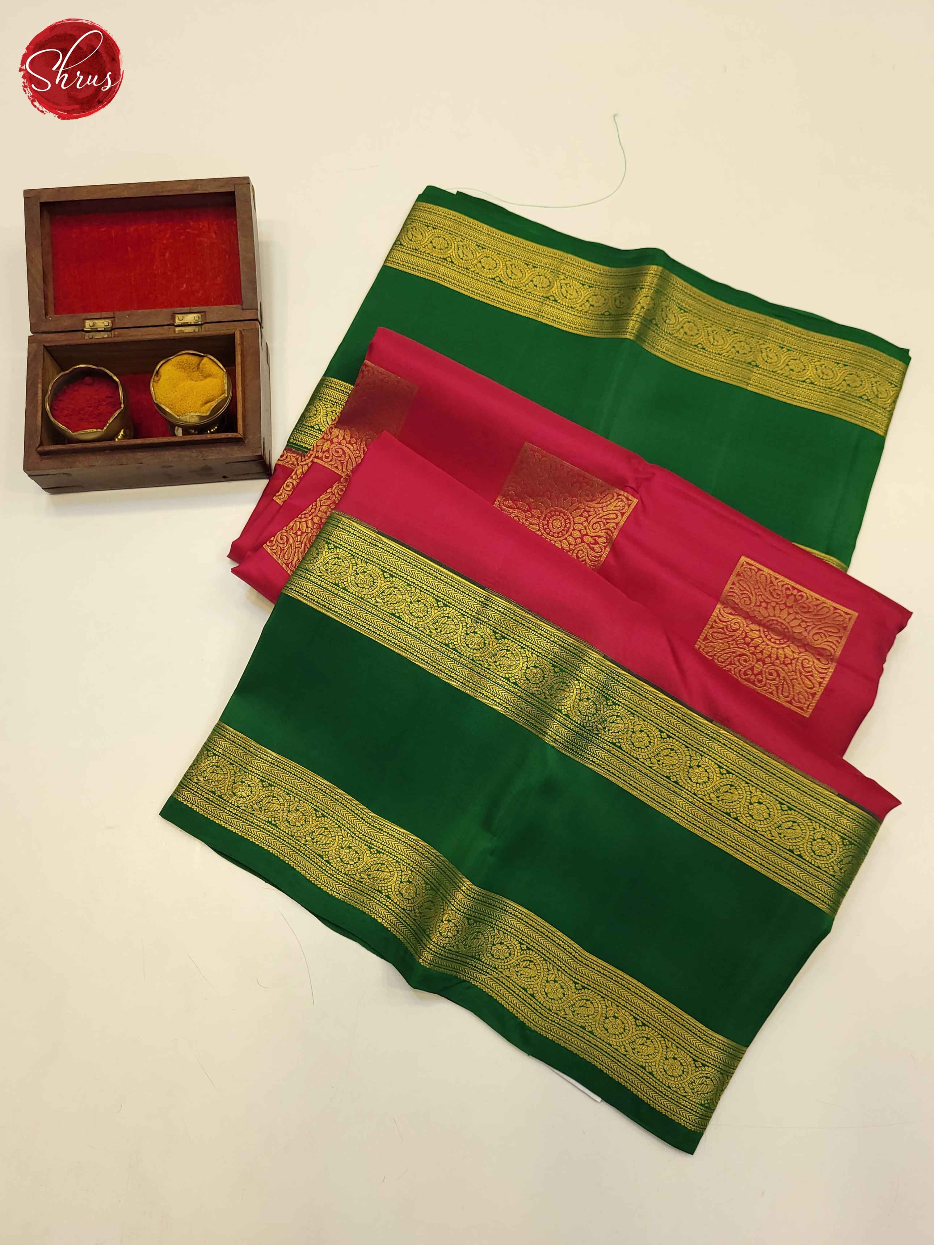 pink and Green-Kanchipuram Silk Saree - Shop on ShrusEternity.com