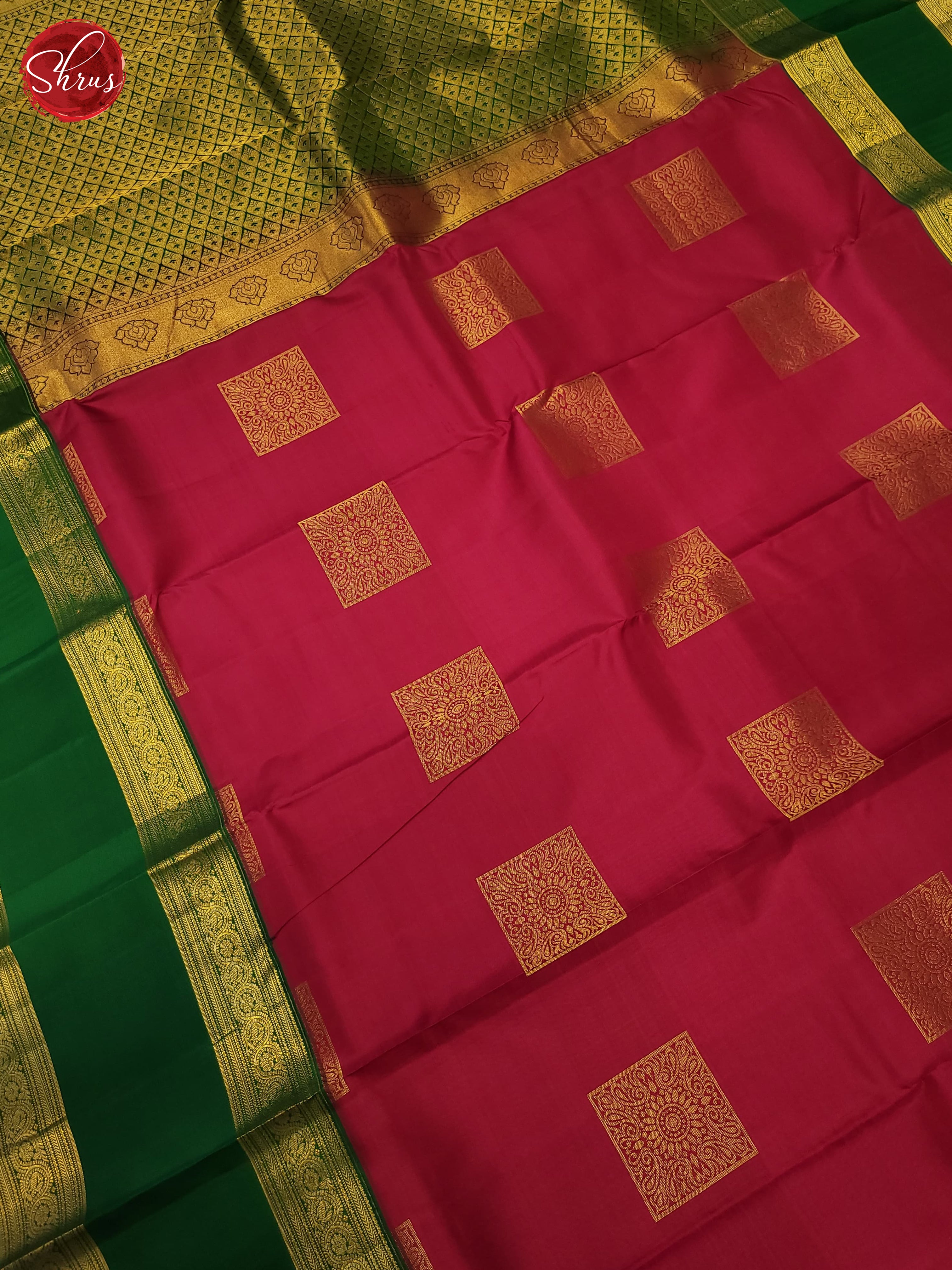 pink and Green-Kanchipuram Silk Saree - Shop on ShrusEternity.com