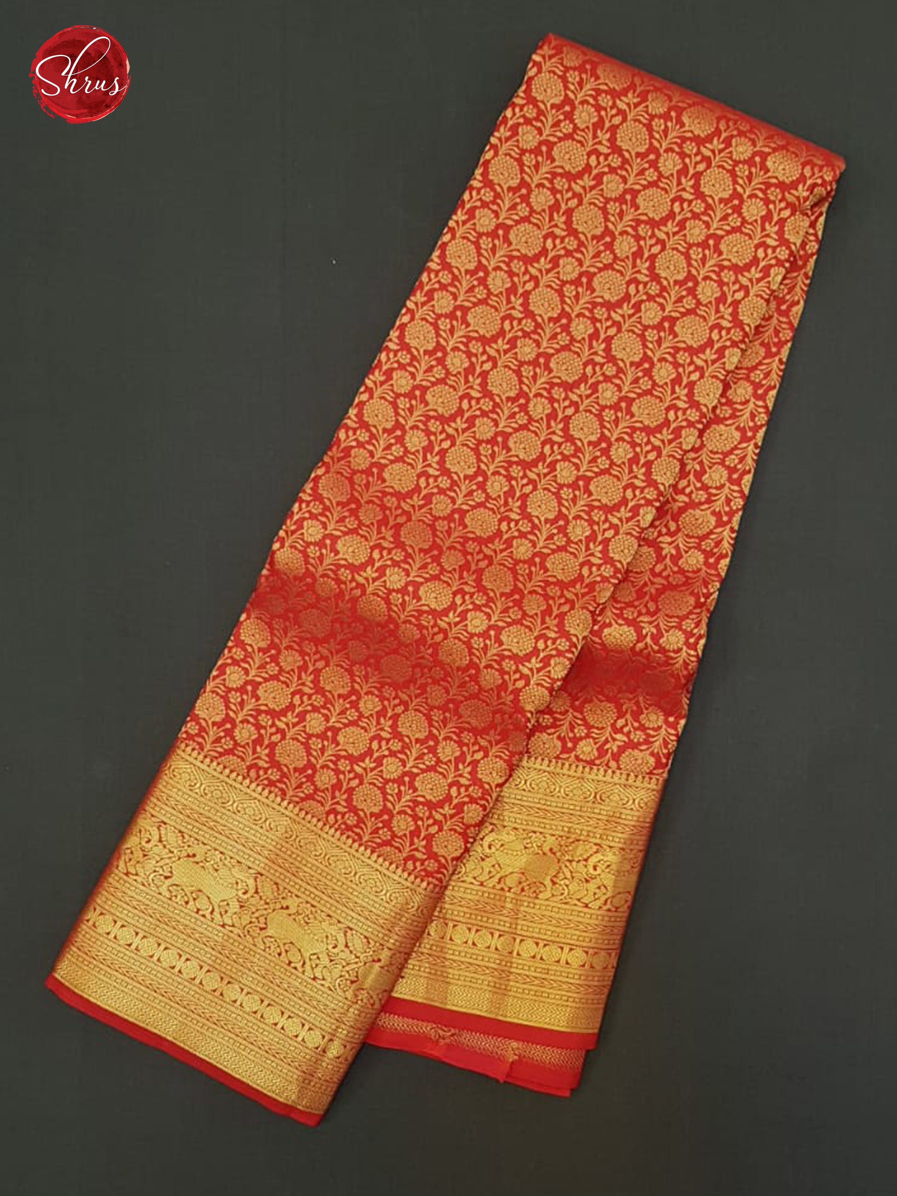 Red(Single Tone)- Kanchipuram Silk Saree - Shop on ShrusEternity.com
