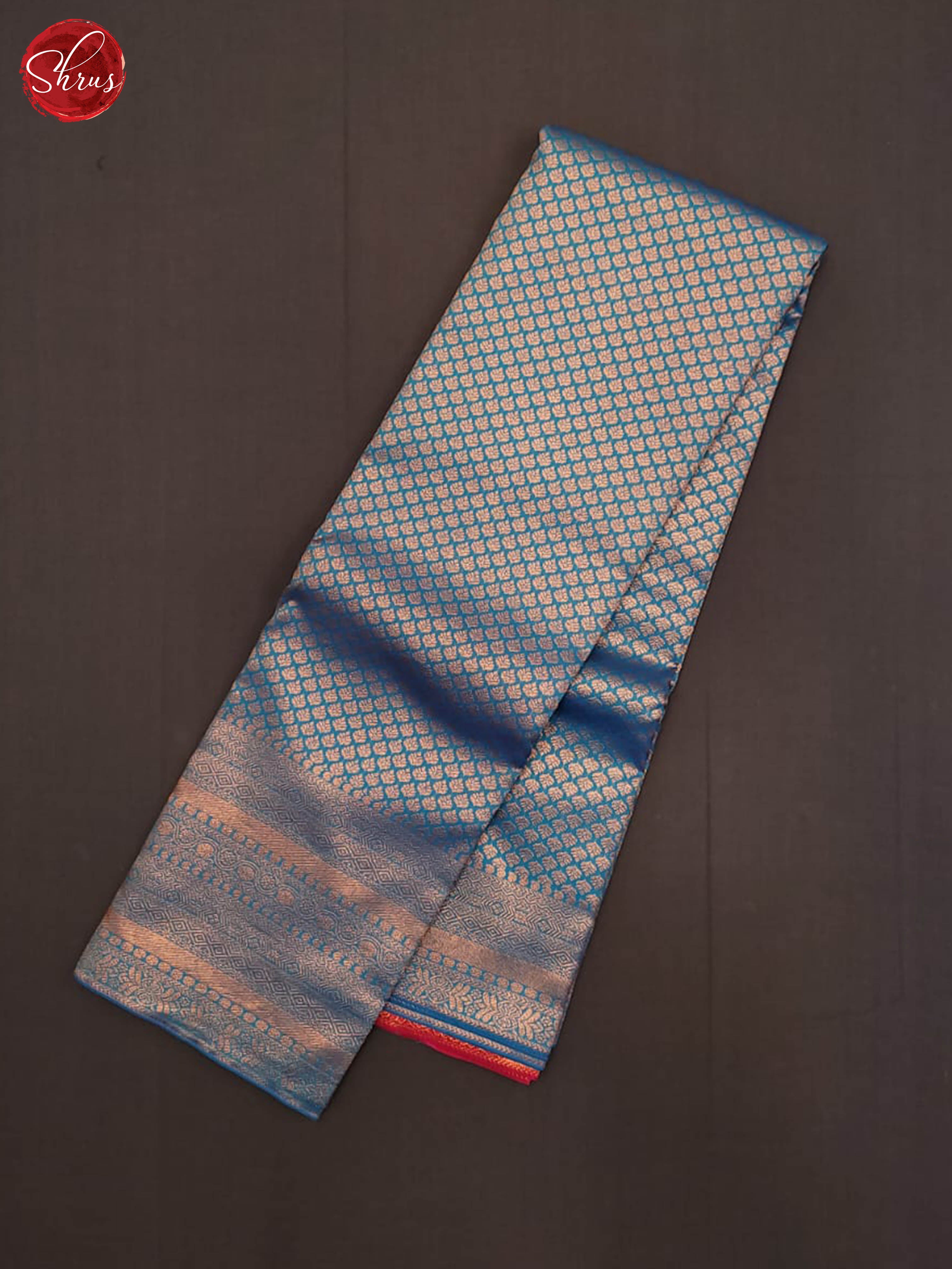 Blue and pink- Kanchipuram Half-pure Silk Saree - Shop on ShrusEternity.com