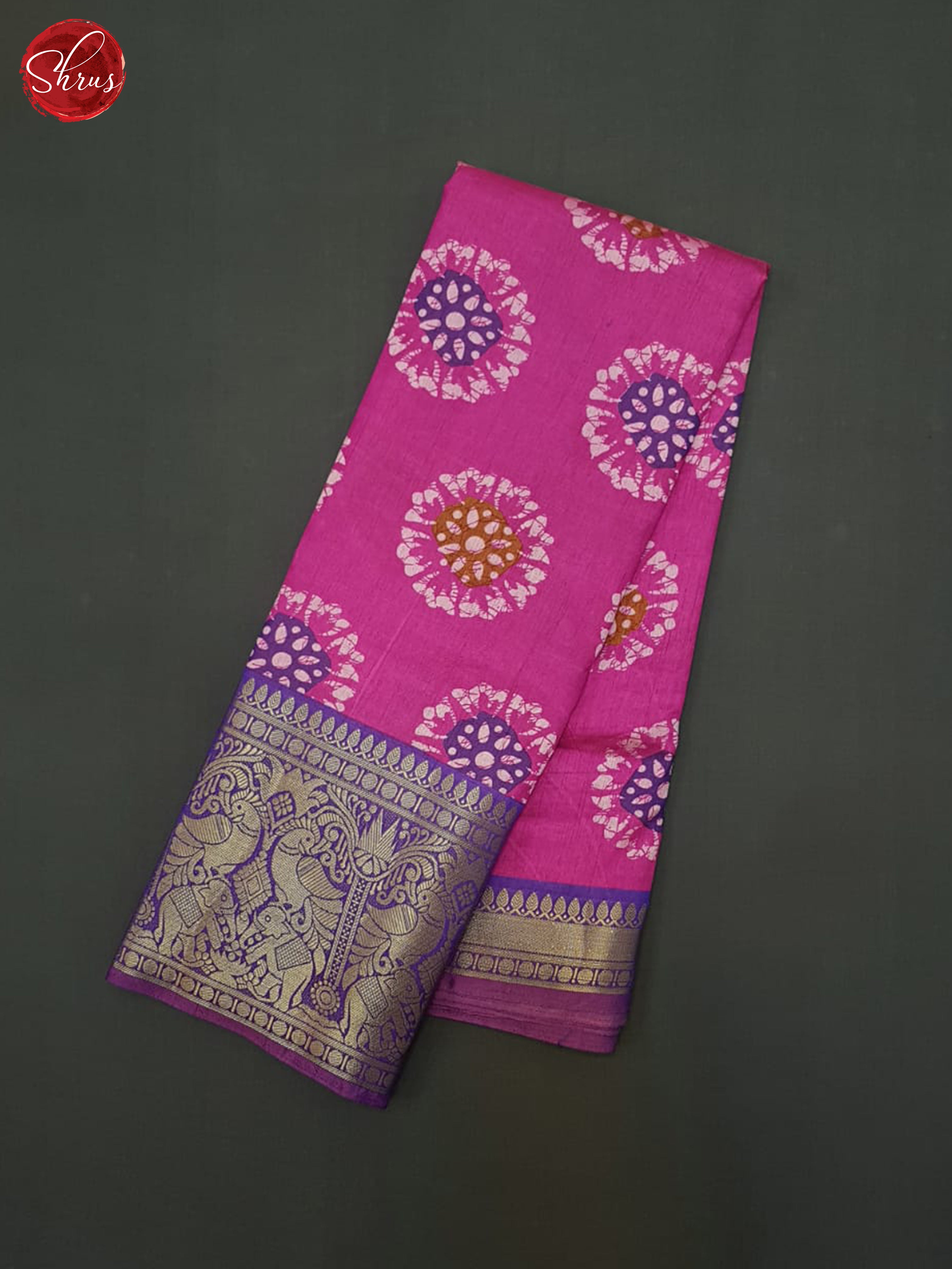 Pink & Purple - Semi Dupion Saree - Shop on ShrusEternity.com