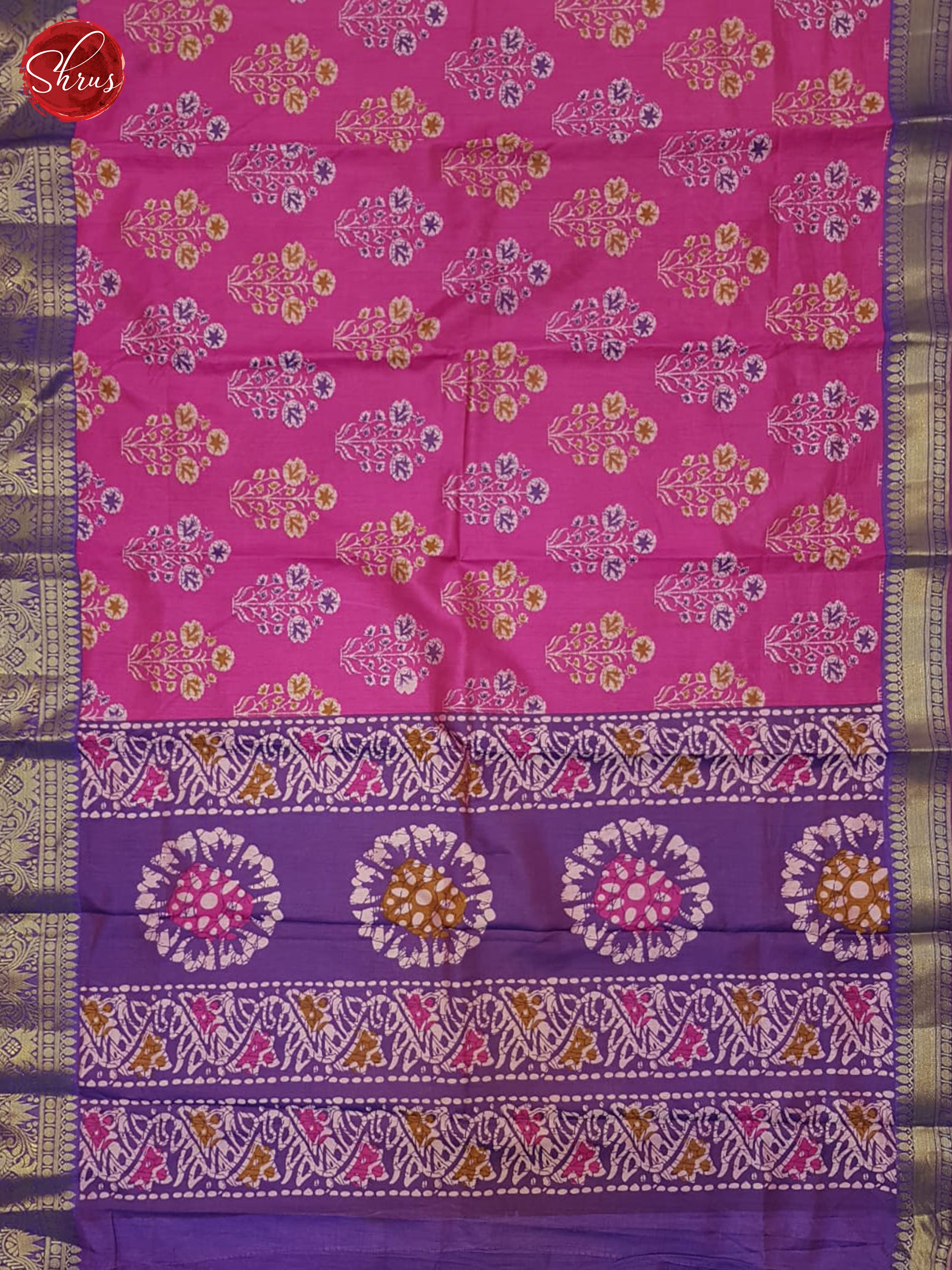 Pink & Purple - Semi dupion Saree - Shop on ShrusEternity.com