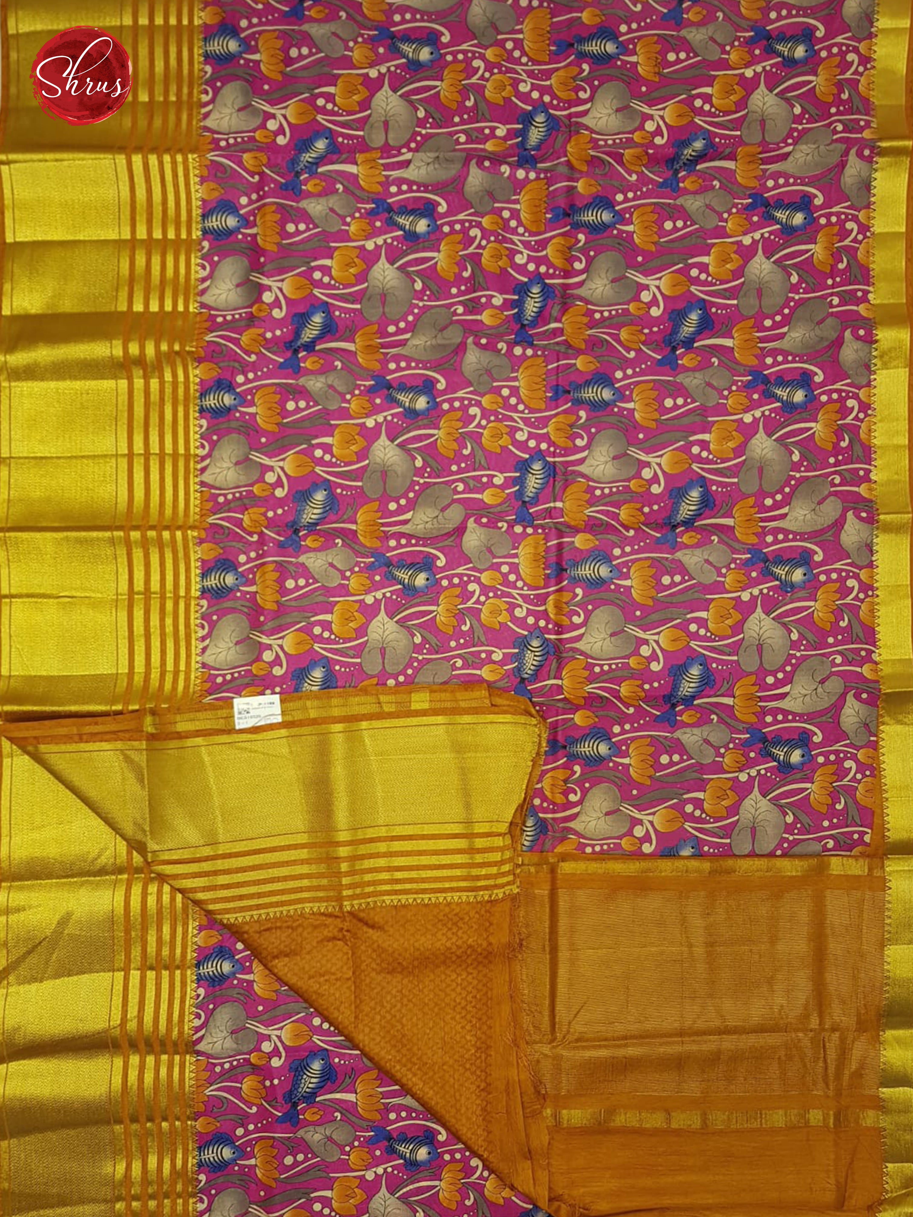 Pink & Orange- Semi Dupion Saree - Shop on ShrusEternity.com