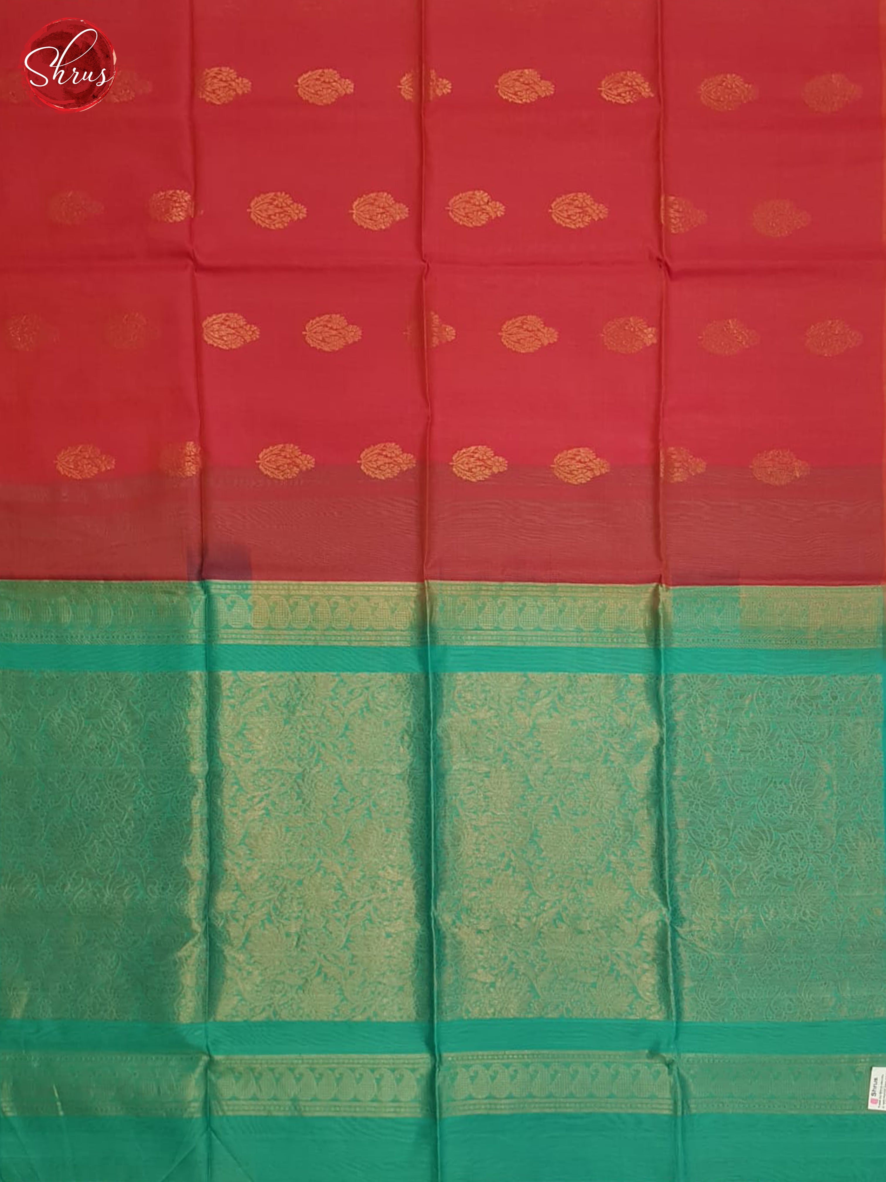 Red And Green-Silk Cotton Saree - Shop on ShrusEternity.com