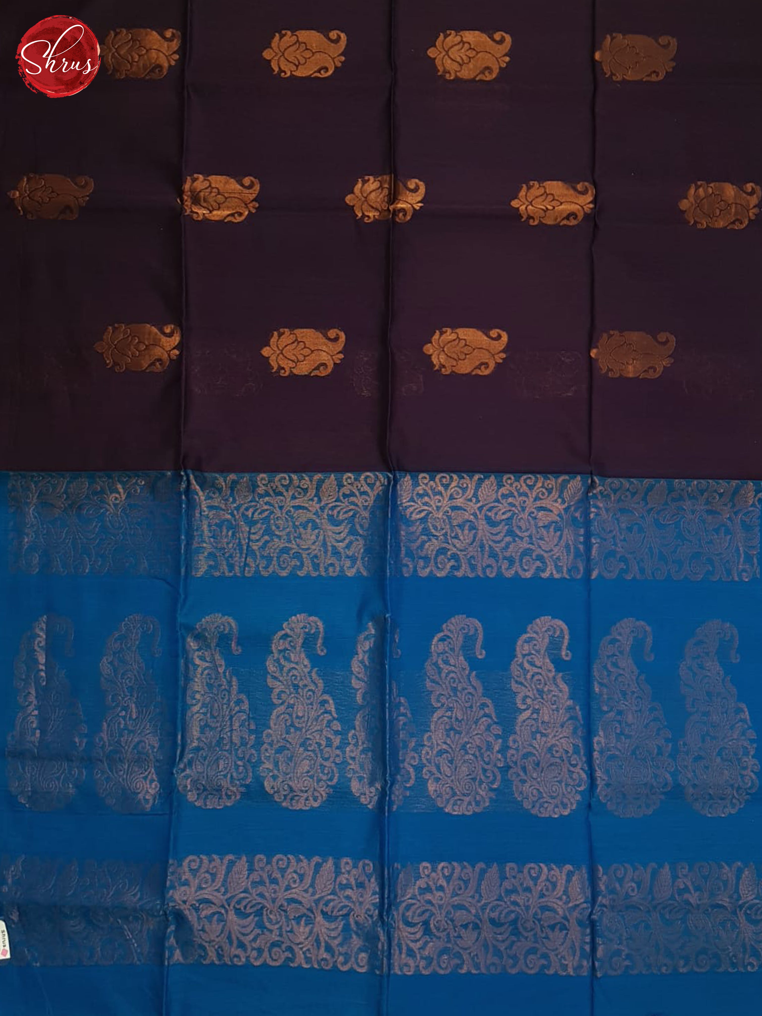 Wine And Blue- Silk Cotton Saree - Shop on ShrusEternity.com