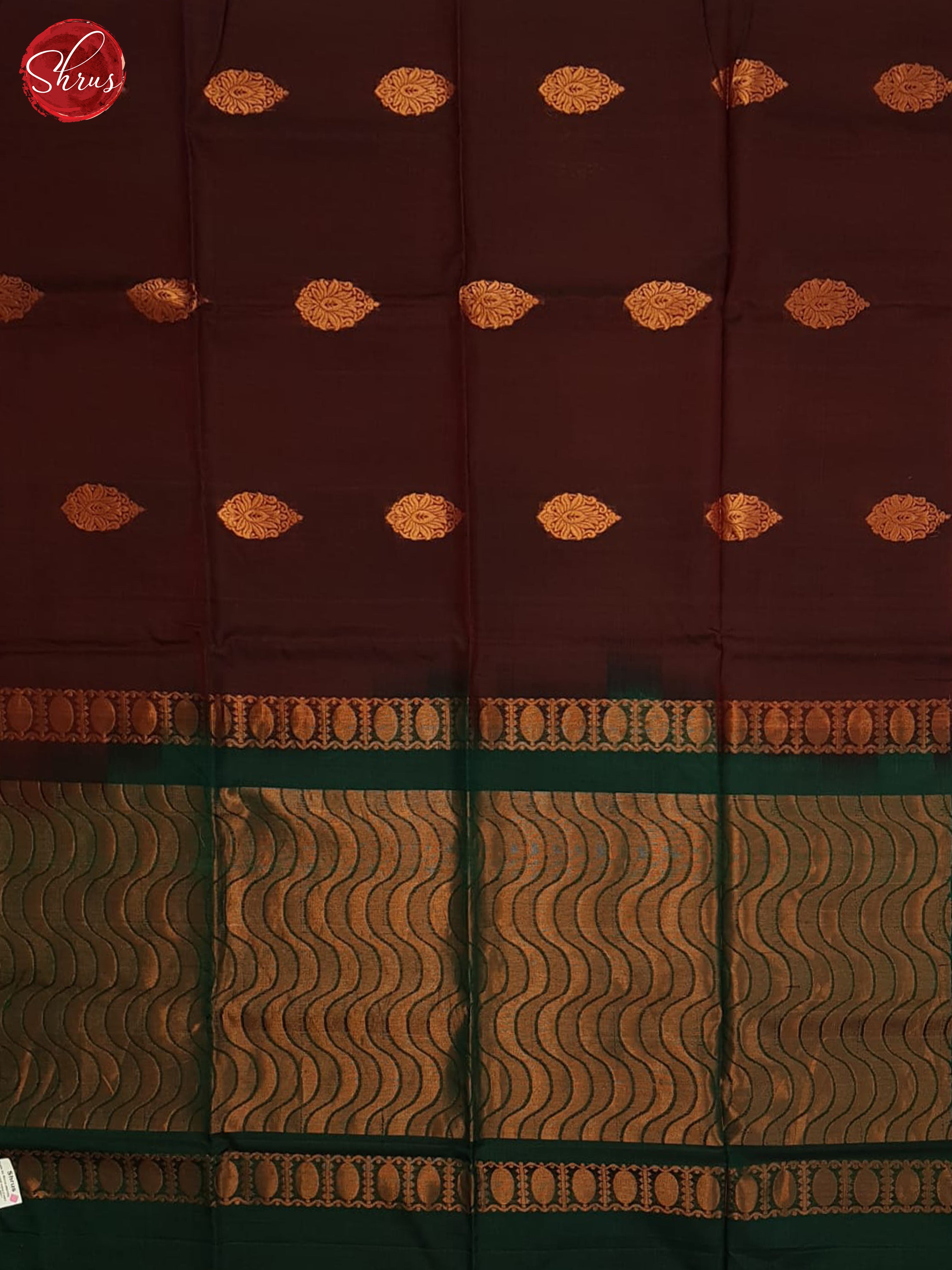 Brown And Green- Silk Cotton Saree - Shop on ShrusEternity.com