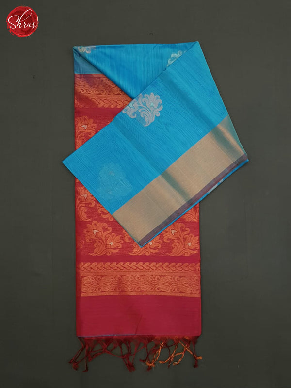 Blue And Pink- Silk Cotton Saree - Shop on ShrusEternity.com