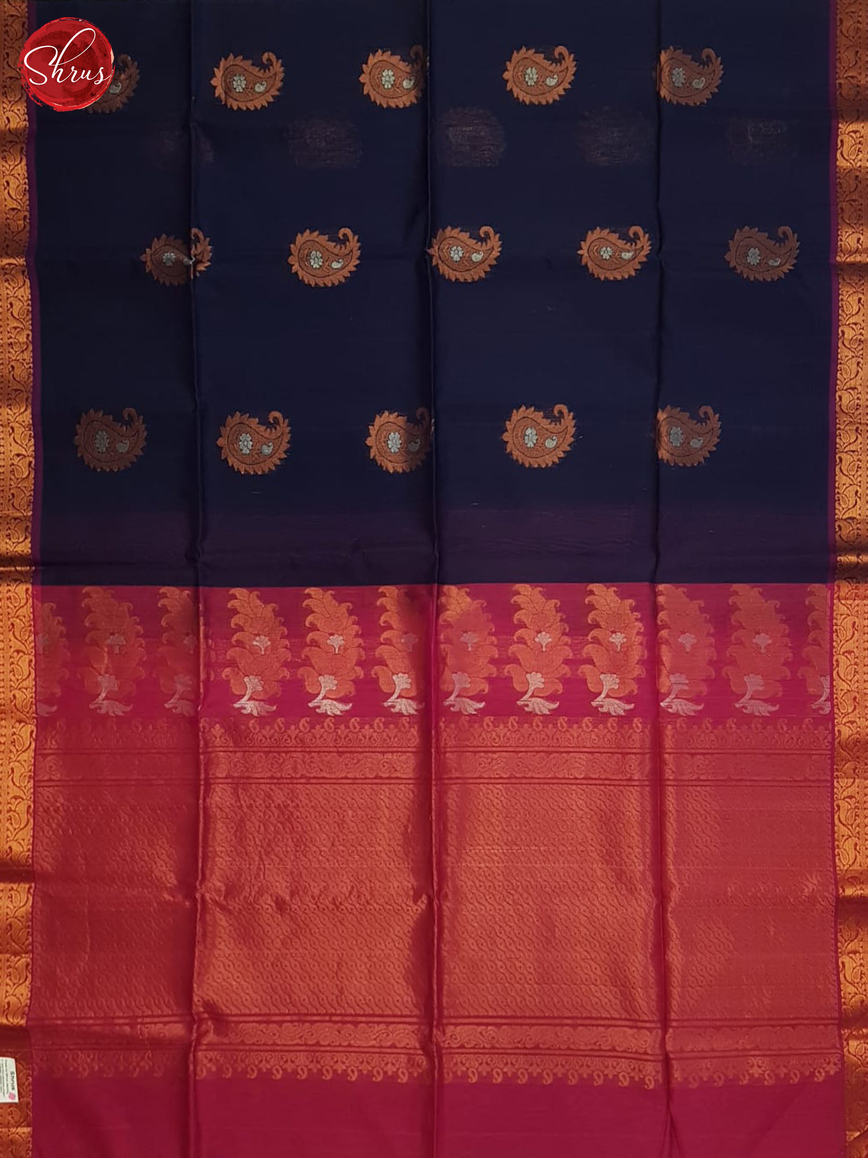 Blue And Pink- silk Cotton saree - Shop on ShrusEternity.com