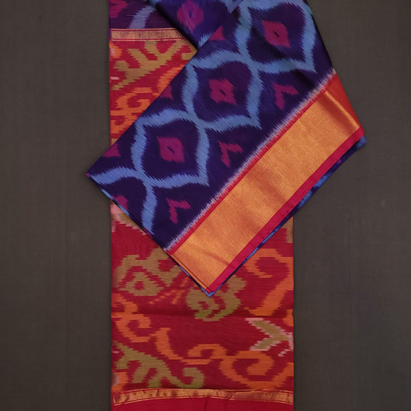 Buy Blue Pink Pochampally silk cotton Saree online