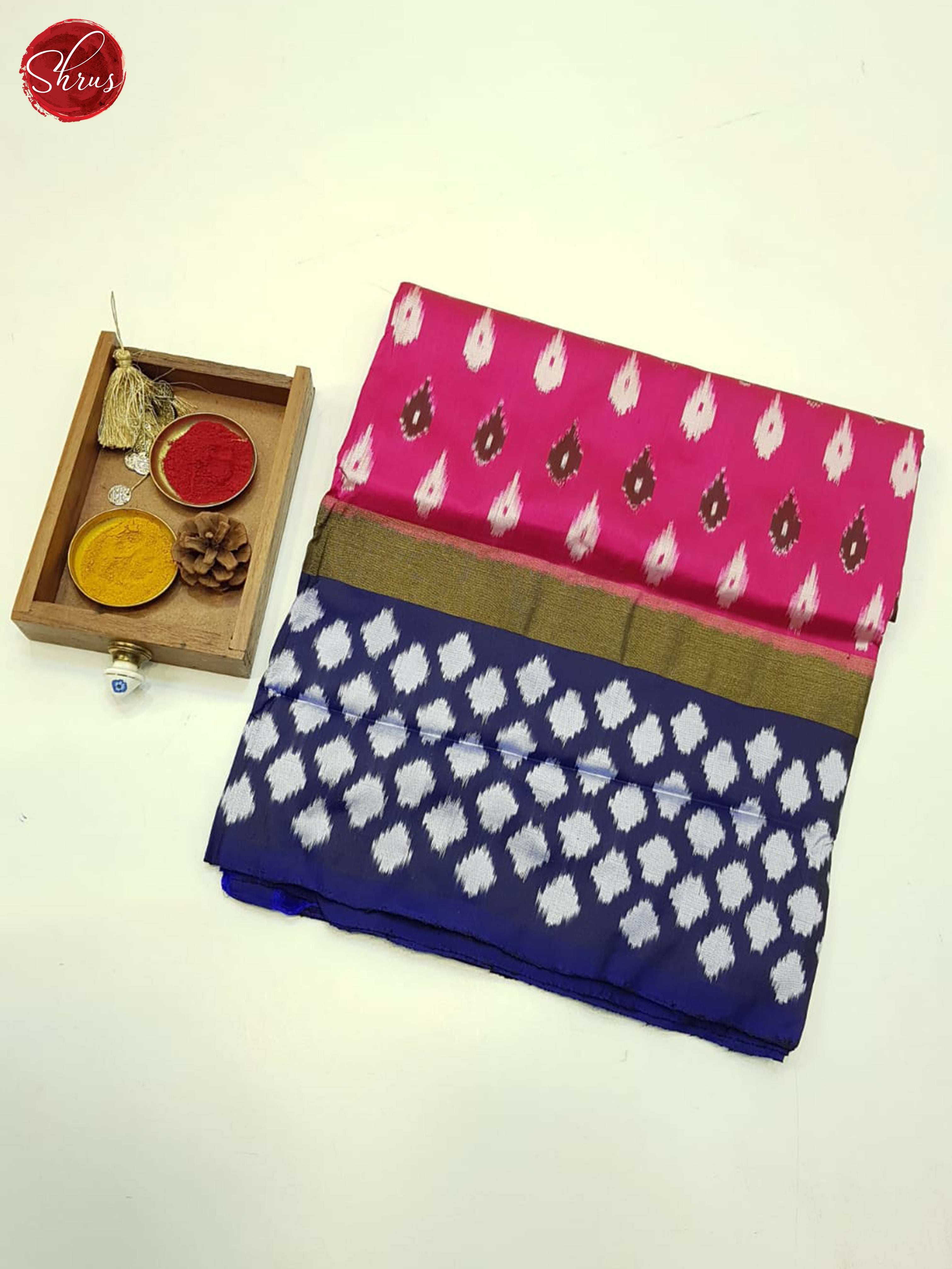 Pink & Blue- Ikkat Silk Saree - Shop on ShrusEternity.com