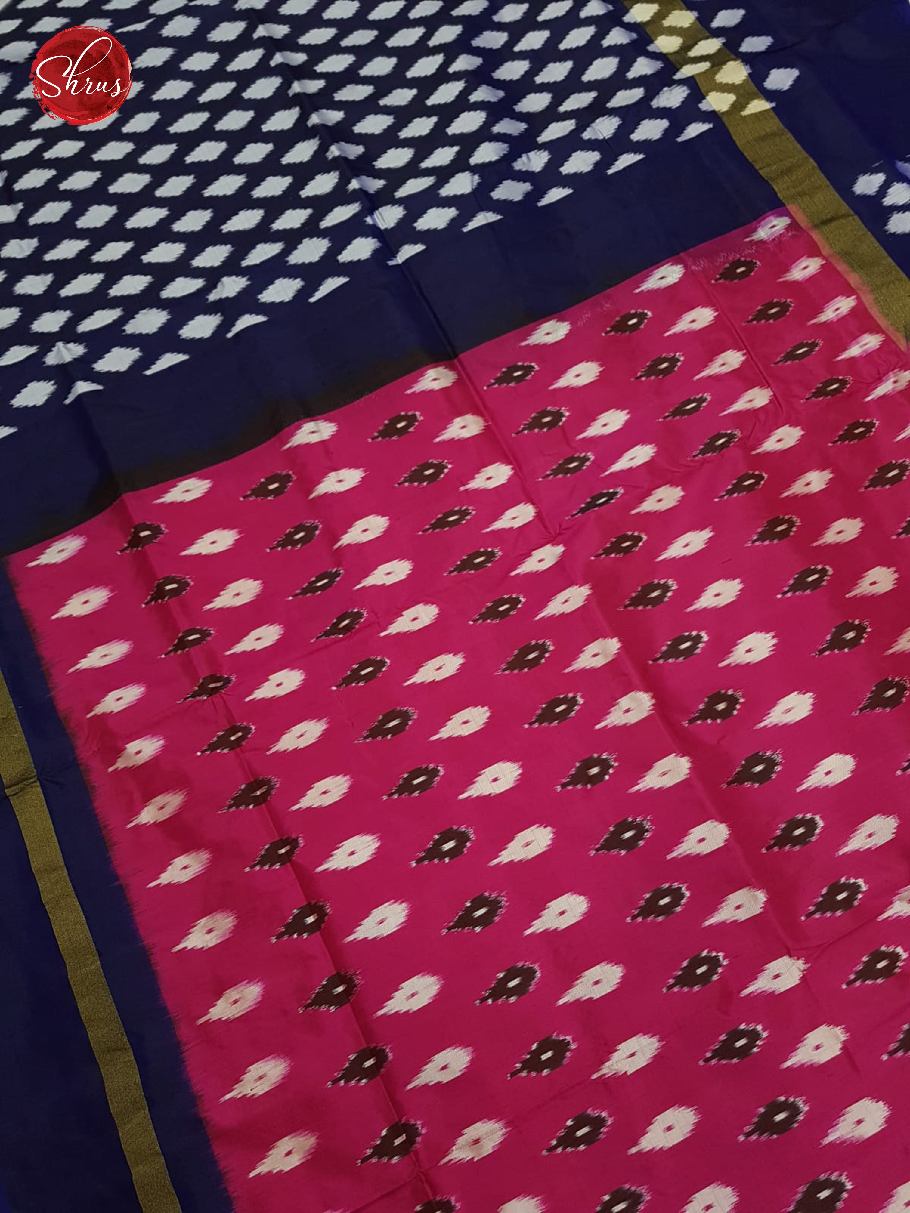 Pink & Blue- Ikkat Silk Saree - Shop on ShrusEternity.com