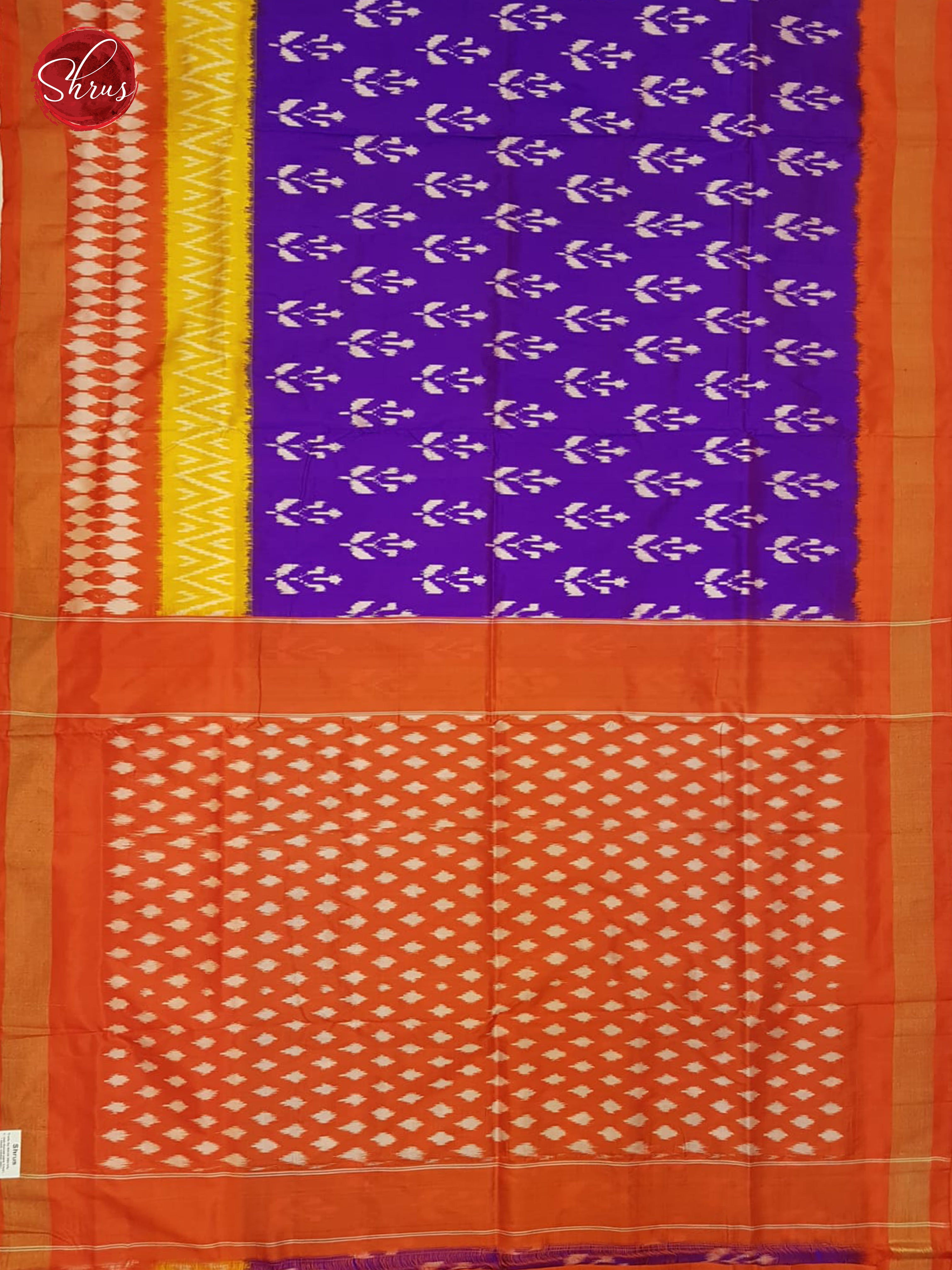Purple & Orange- Ikkat Silk Saree - Shop on ShrusEternity.com