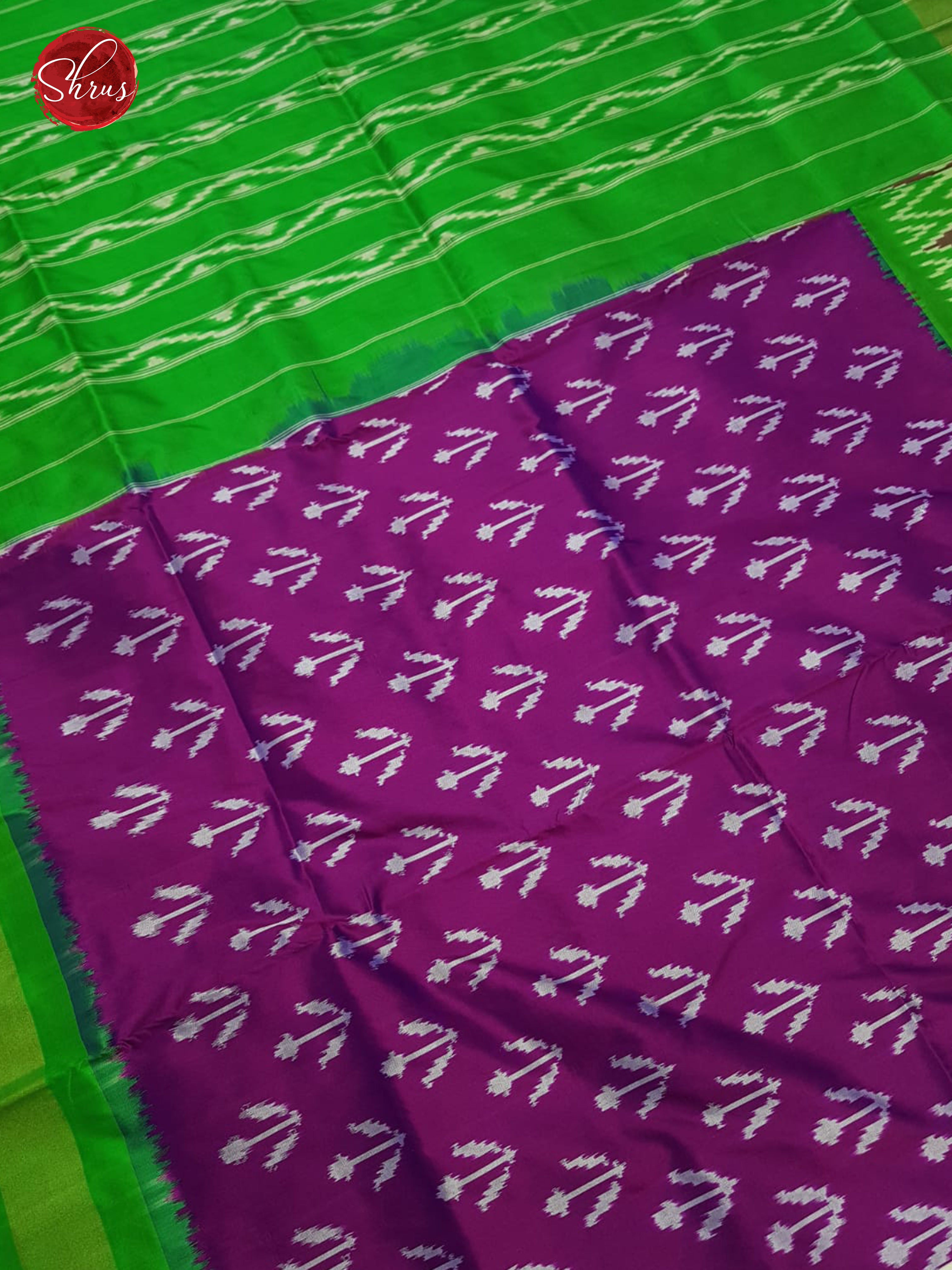 Purple & Green- Ikkat Silk Saree - Shop on ShrusEternity.com