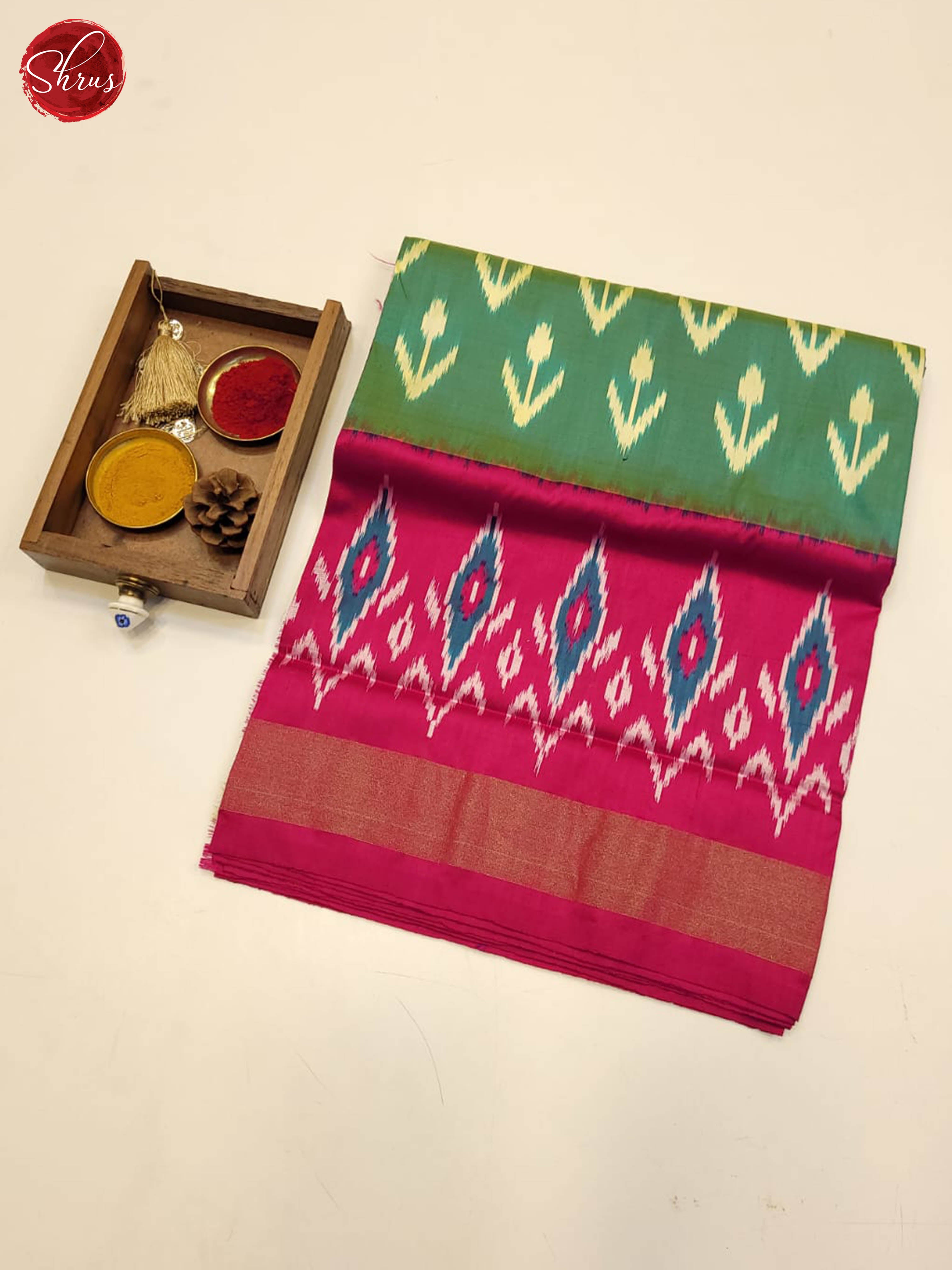 Green and pink- Ikkat Silk Saree - Shop on ShrusEternity.com