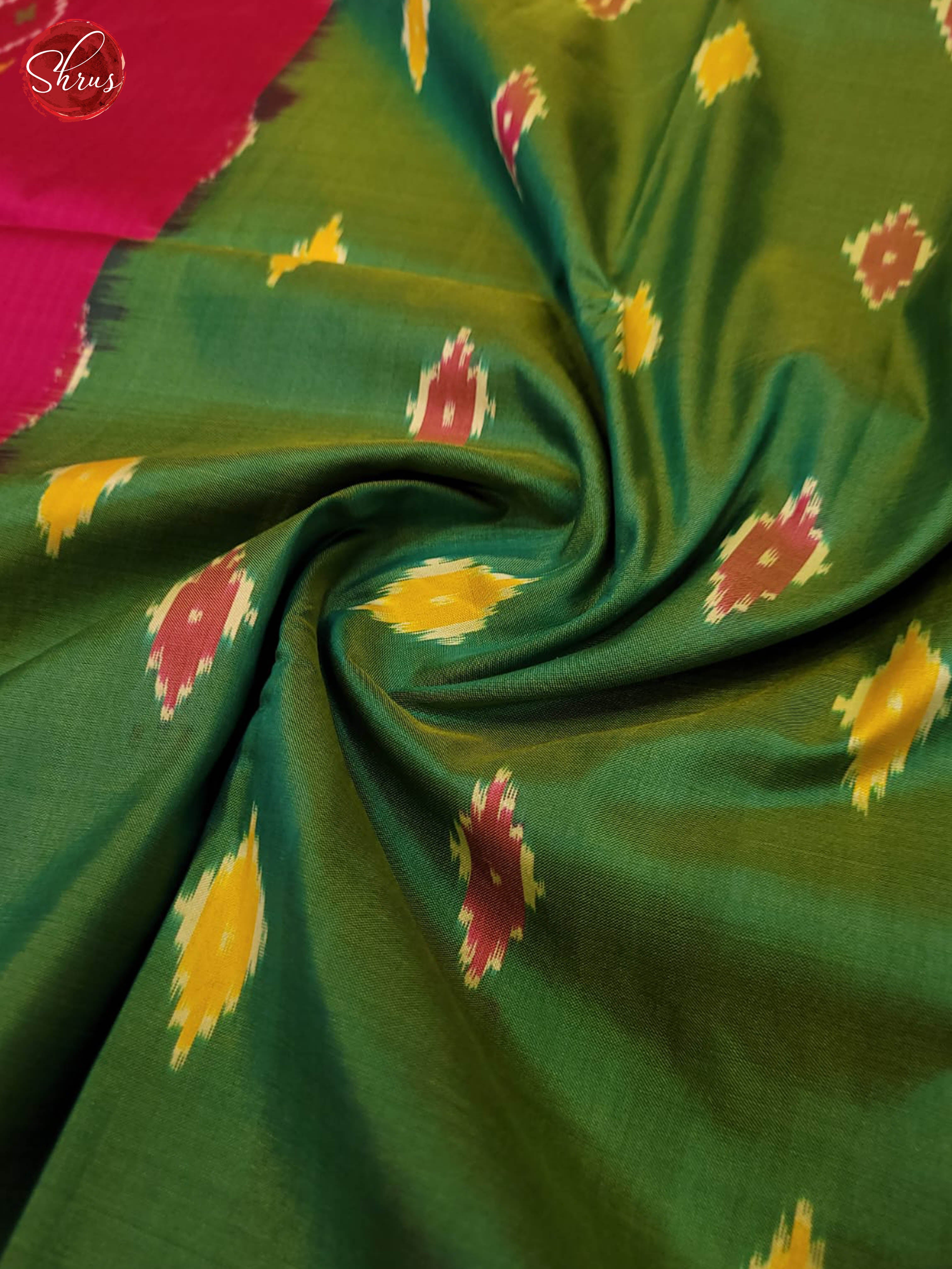 Green and pink- ikkat Silk Saree - Shop on ShrusEternity.com