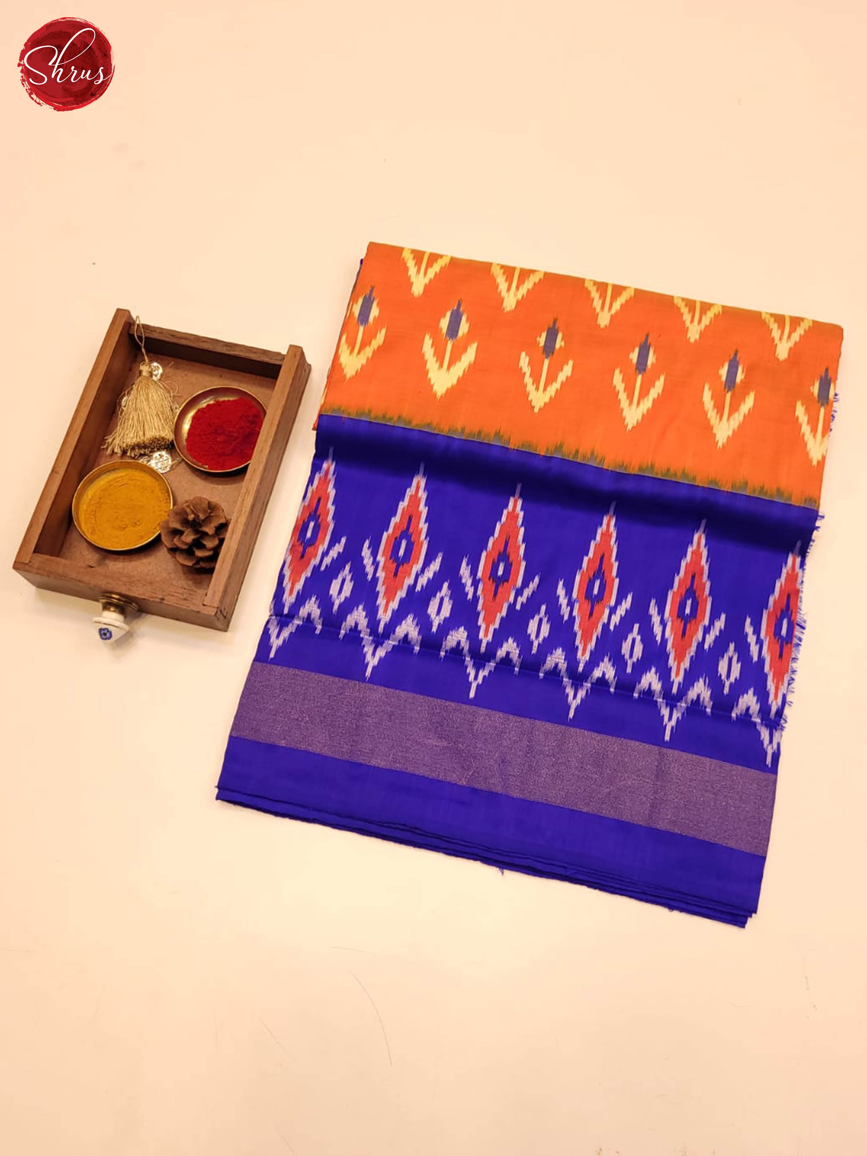 Orange and Ms Blue- Ikkat Silk Saree - Shop on ShrusEternity.com