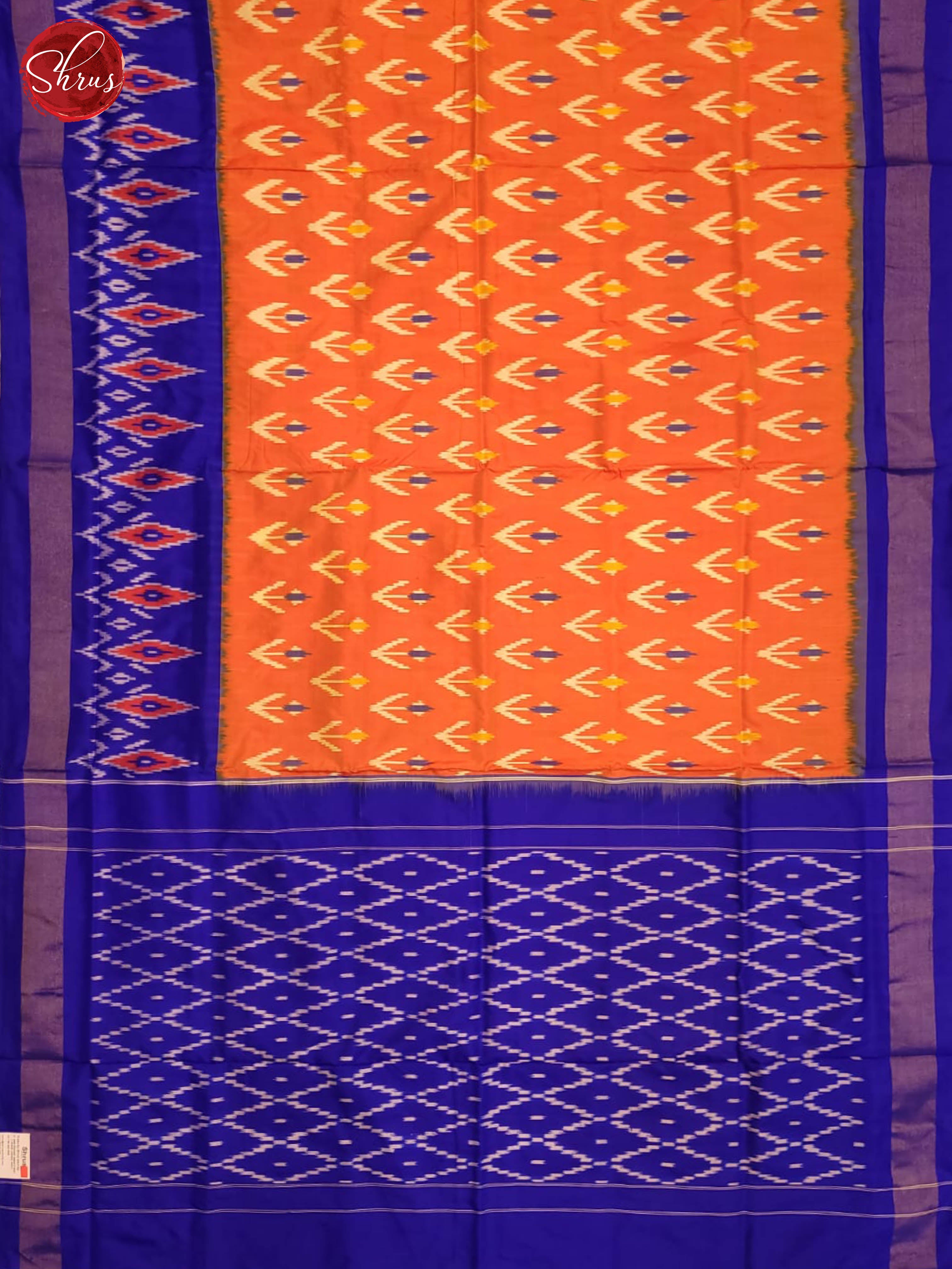 Orange and Ms Blue- Ikkat Silk Saree - Shop on ShrusEternity.com