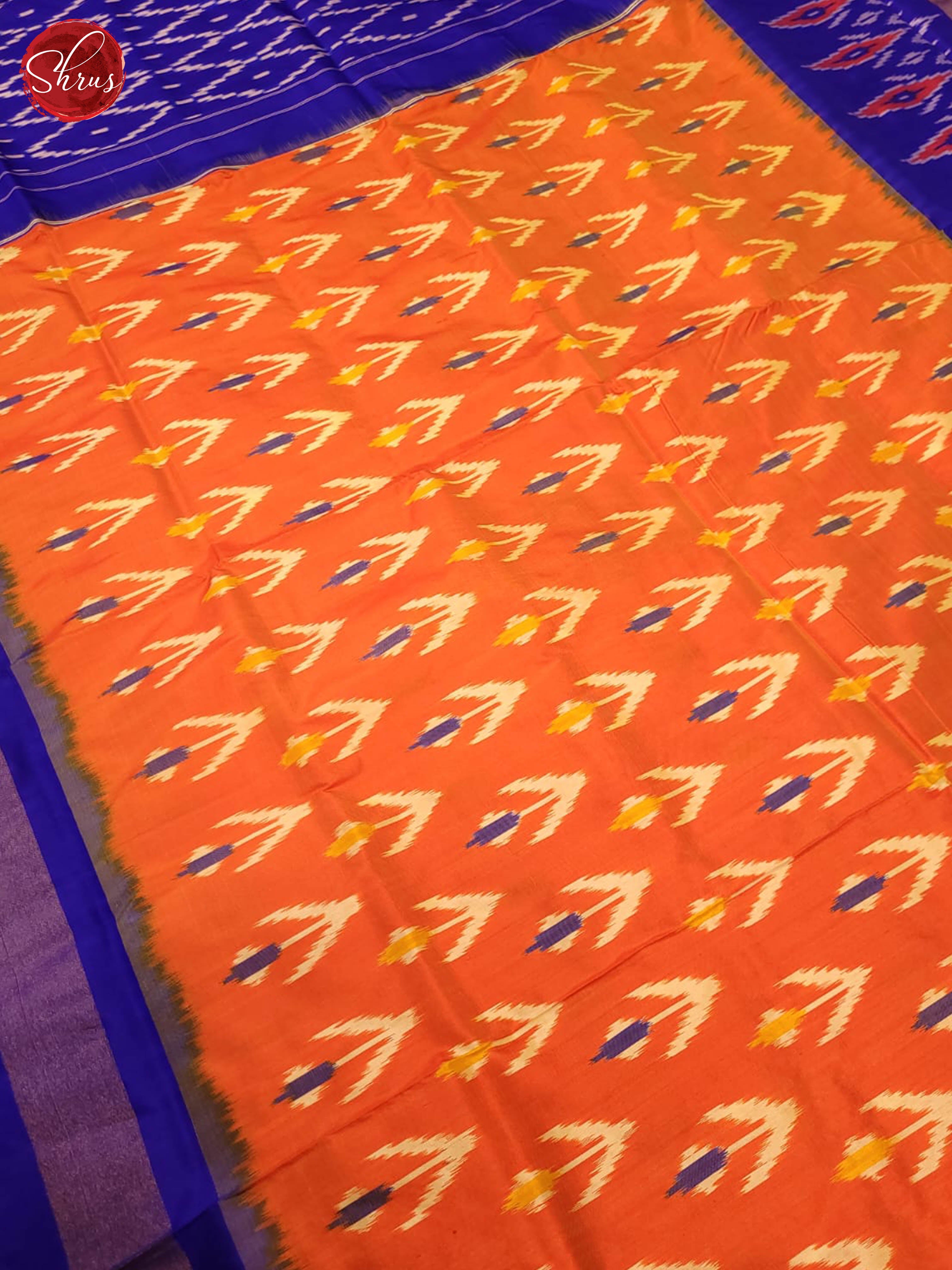 Orange and Ms Blue- Ikkat Silk Saree - Shop on ShrusEternity.com