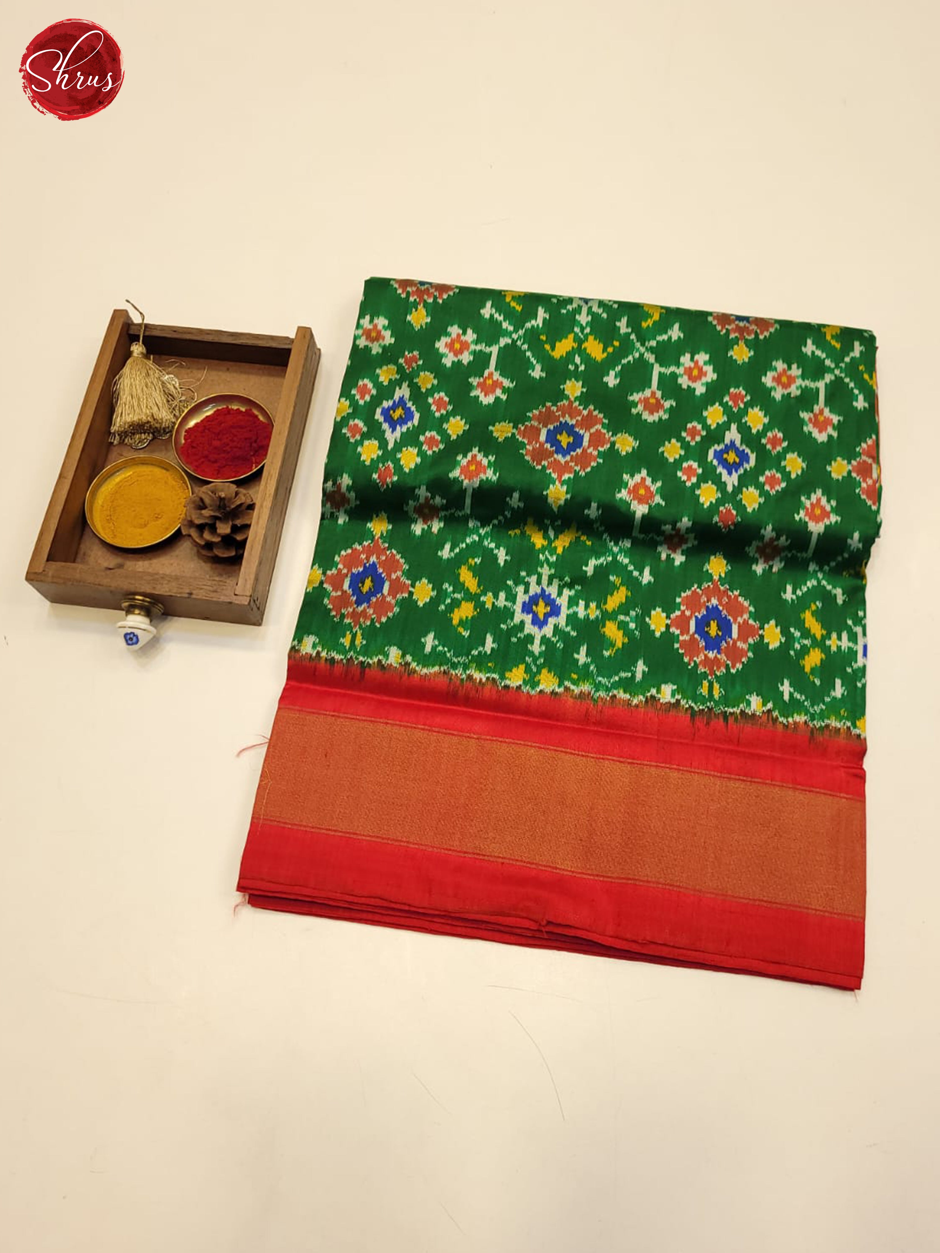 Green and Red- Ikkat Silk Saree - Shop on ShrusEternity.com