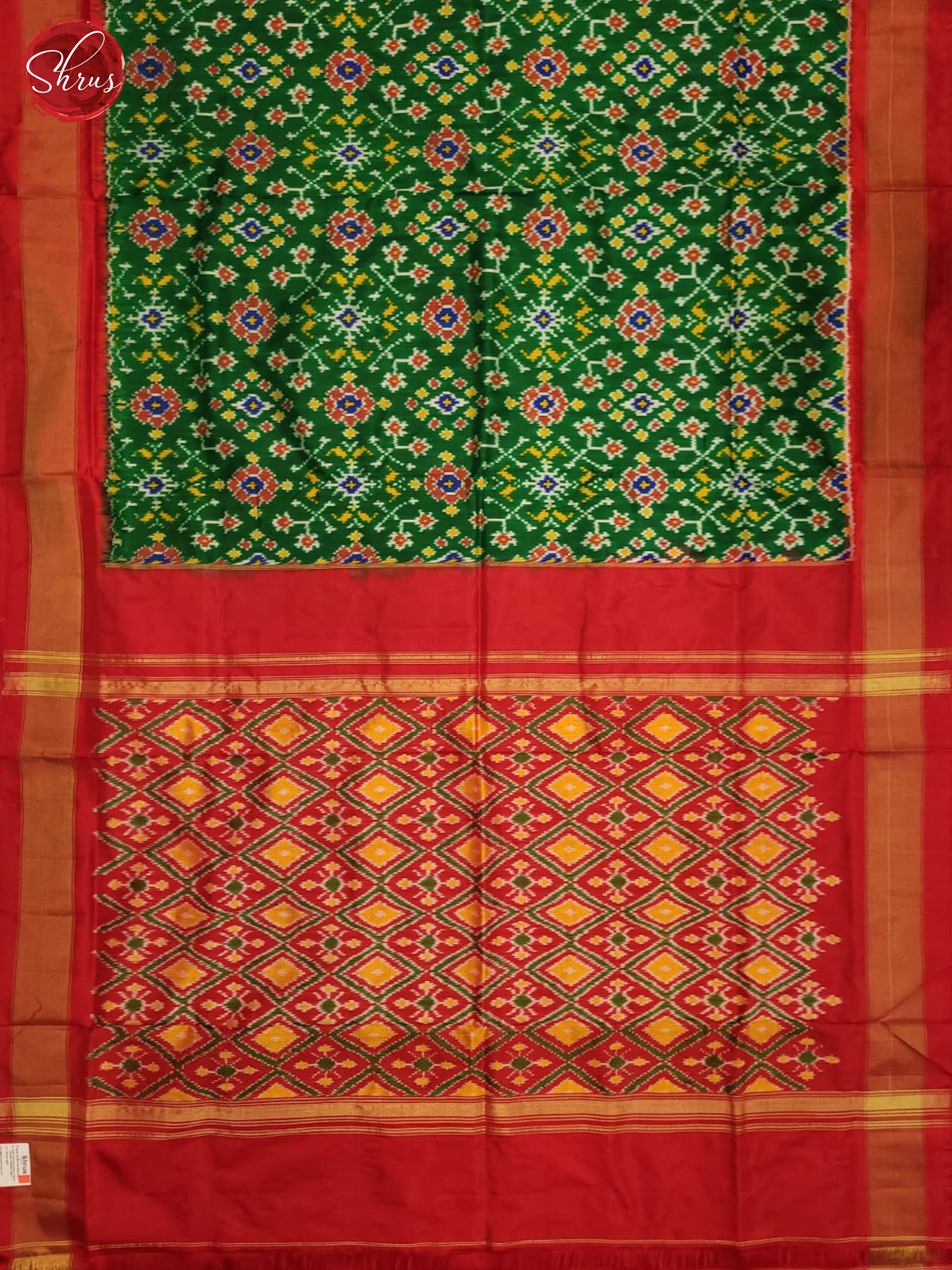 Green and Red- Ikkat Silk Saree - Shop on ShrusEternity.com