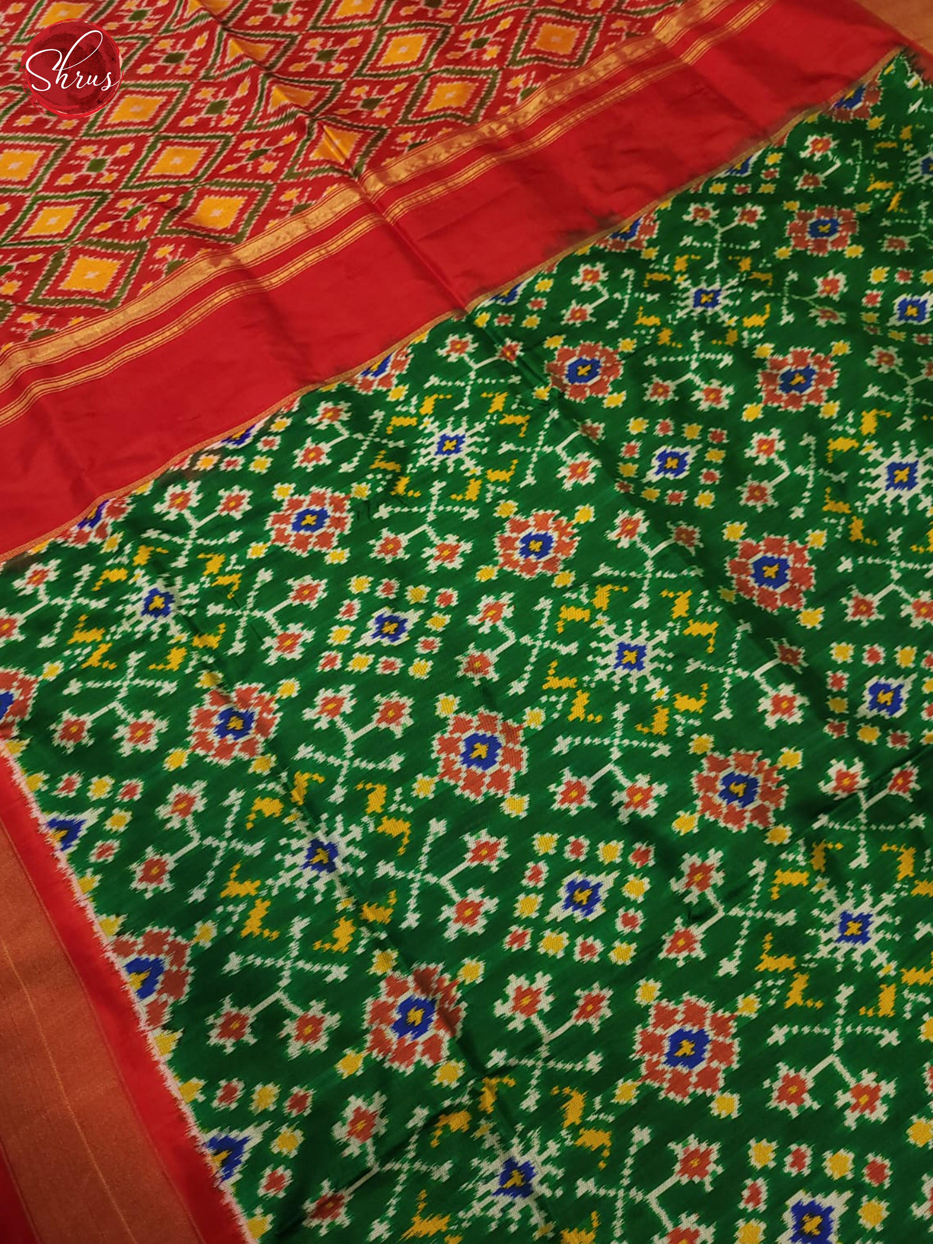 Green and Red- Ikkat Silk Saree - Shop on ShrusEternity.com