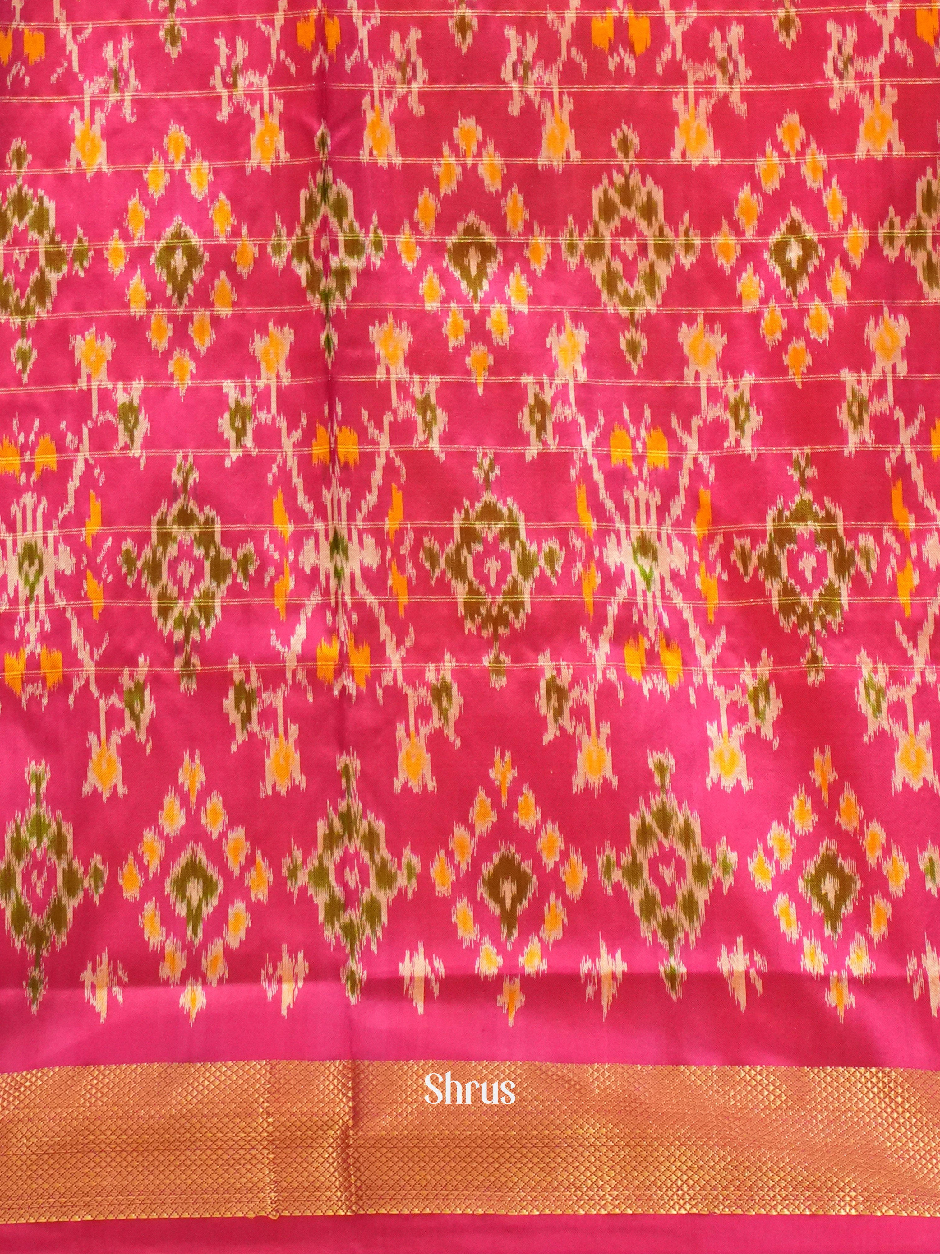 Green & PInk- Ikkat Silk Saree - Shop on ShrusEternity.com