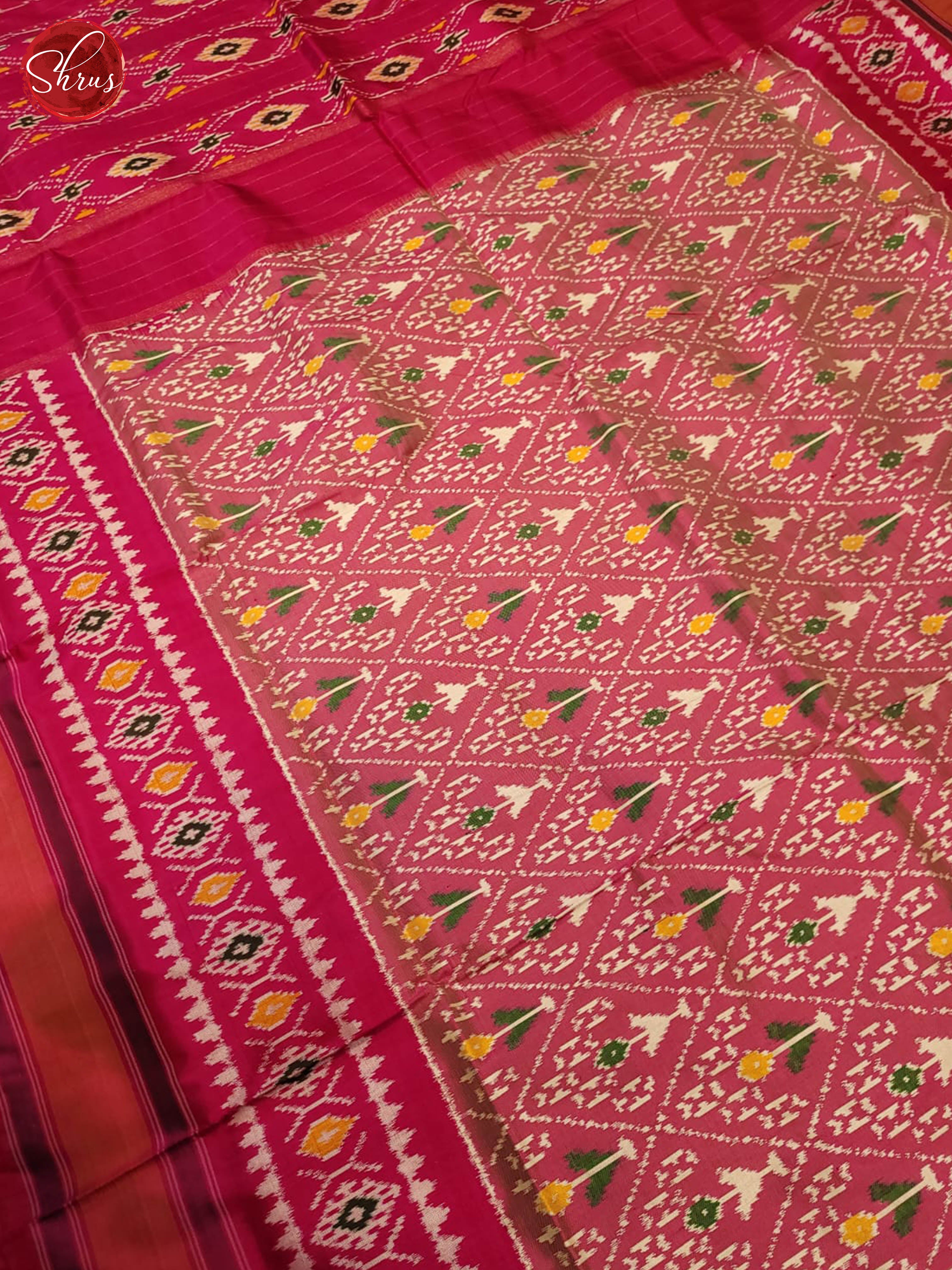 Light pink & Pink - Ikkat Silk Saree - Shop on ShrusEternity.com