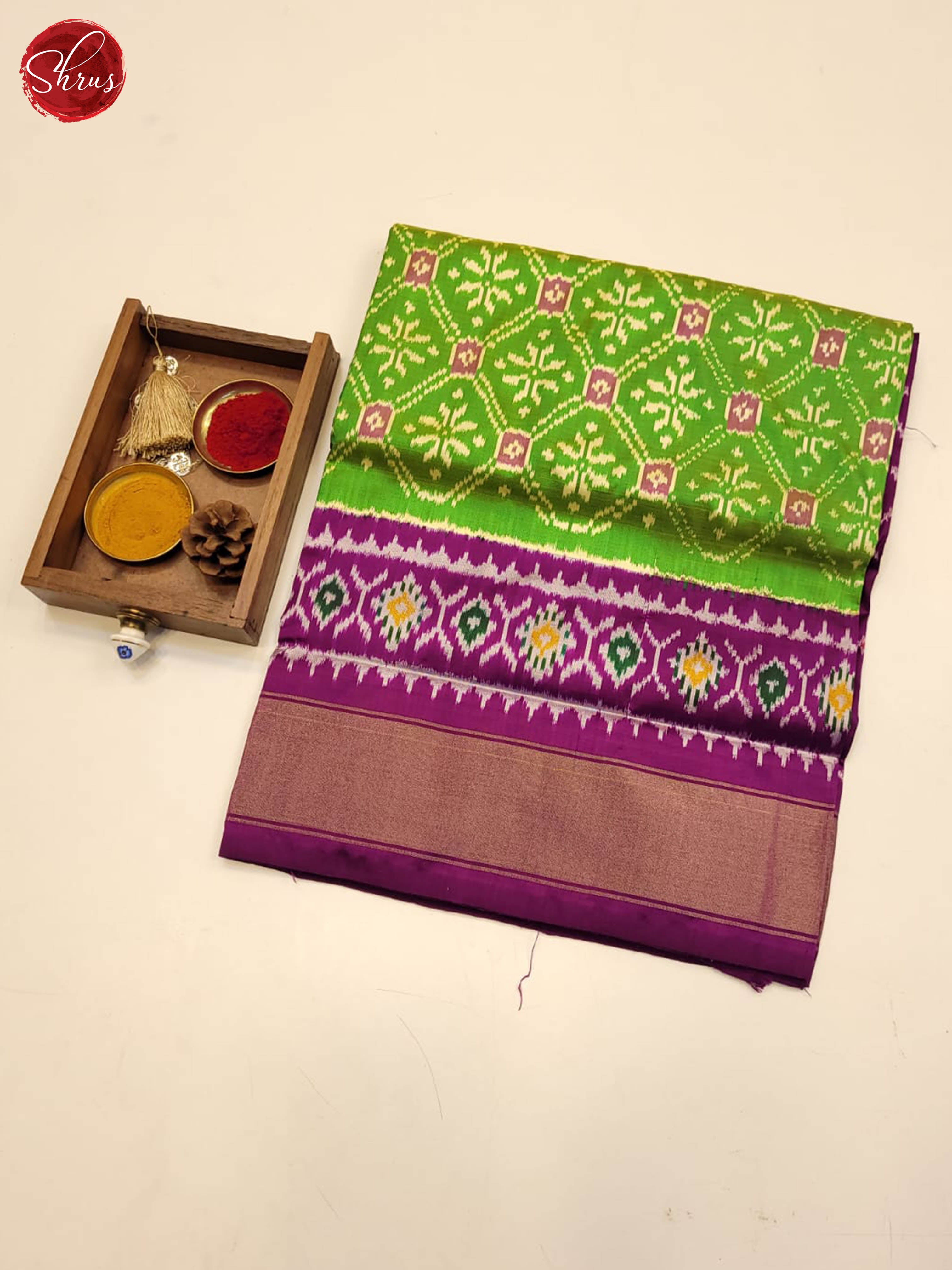 Green and purple- Ikkat Silk Saree - Shop on ShrusEternity.com