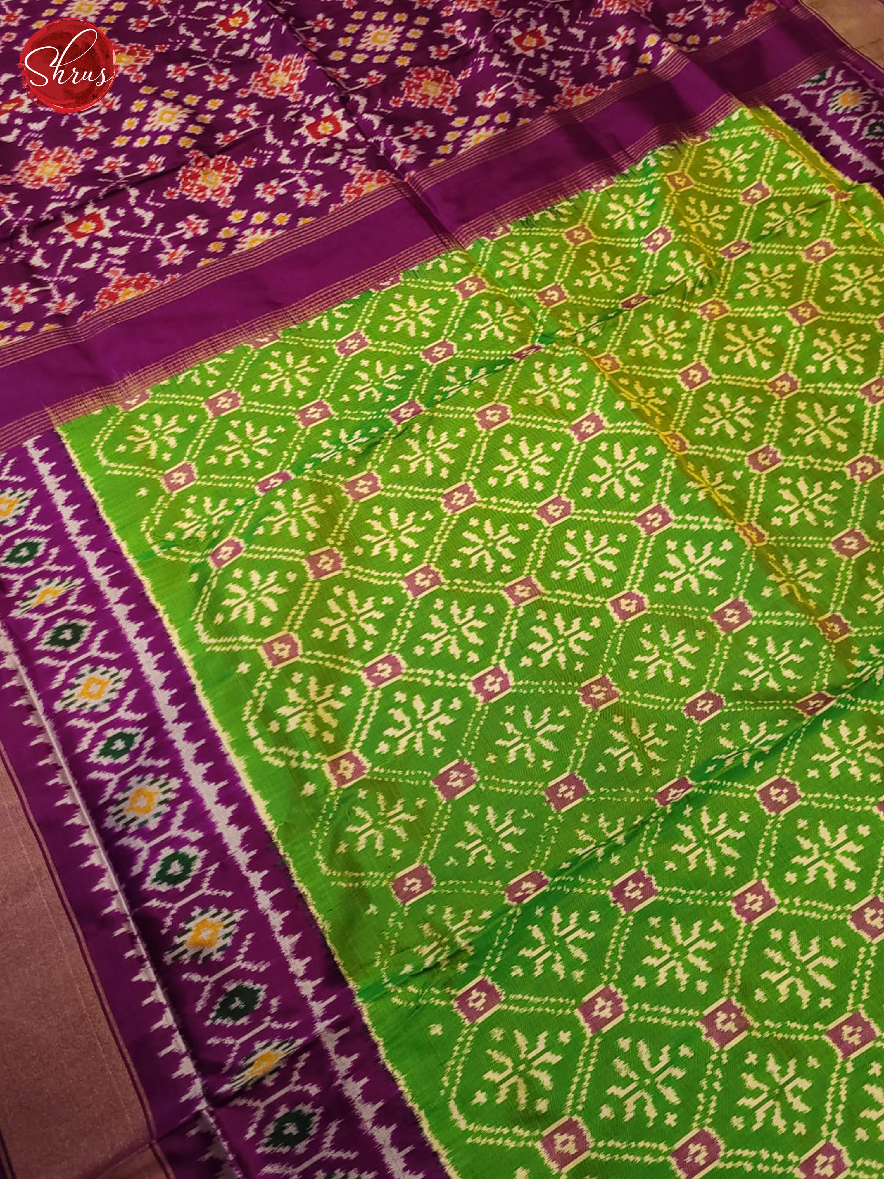 Green and purple- Ikkat Silk Saree - Shop on ShrusEternity.com