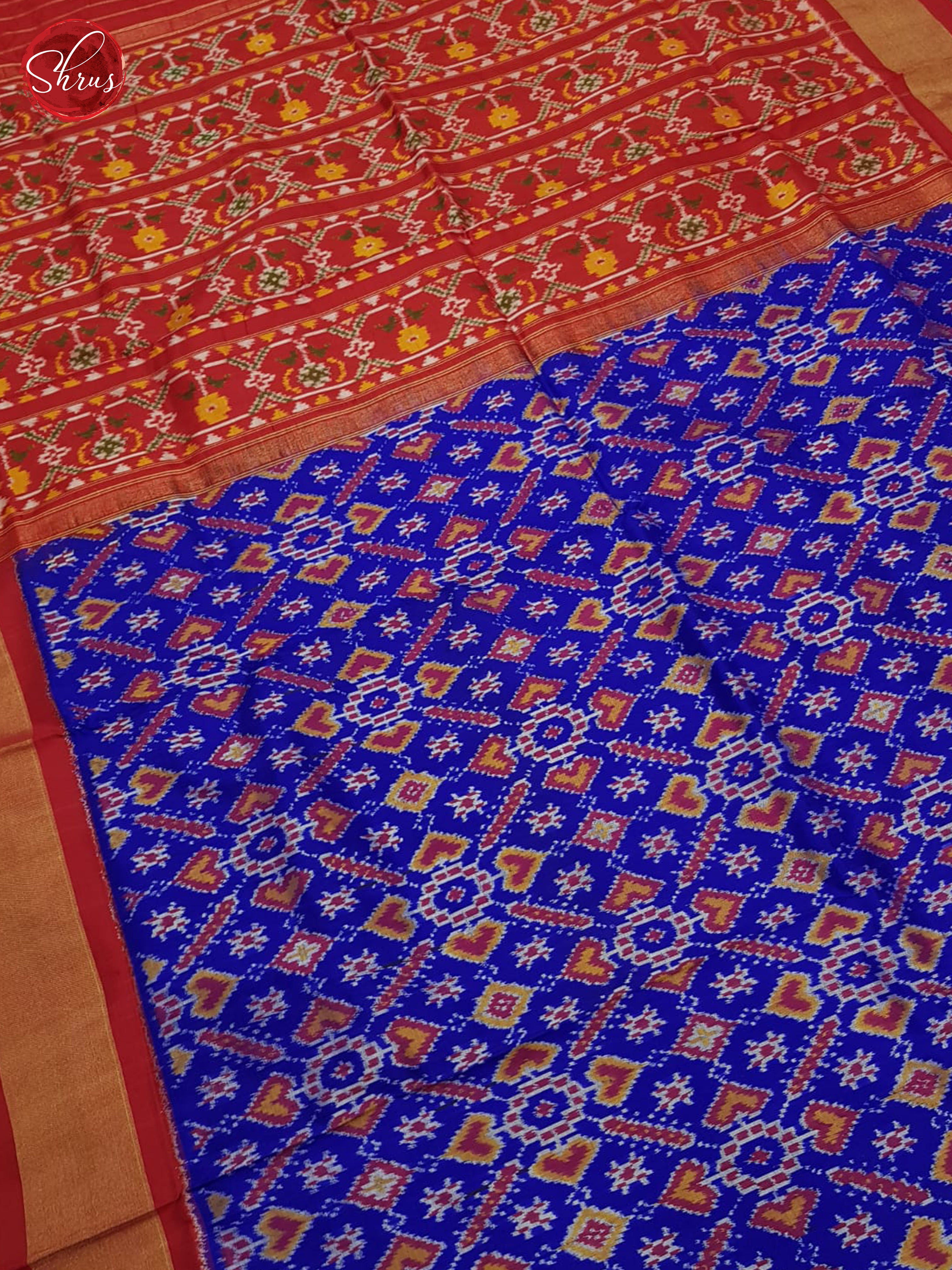 Blue & Red - Ikkat Silk Saree - Shop on ShrusEternity.com