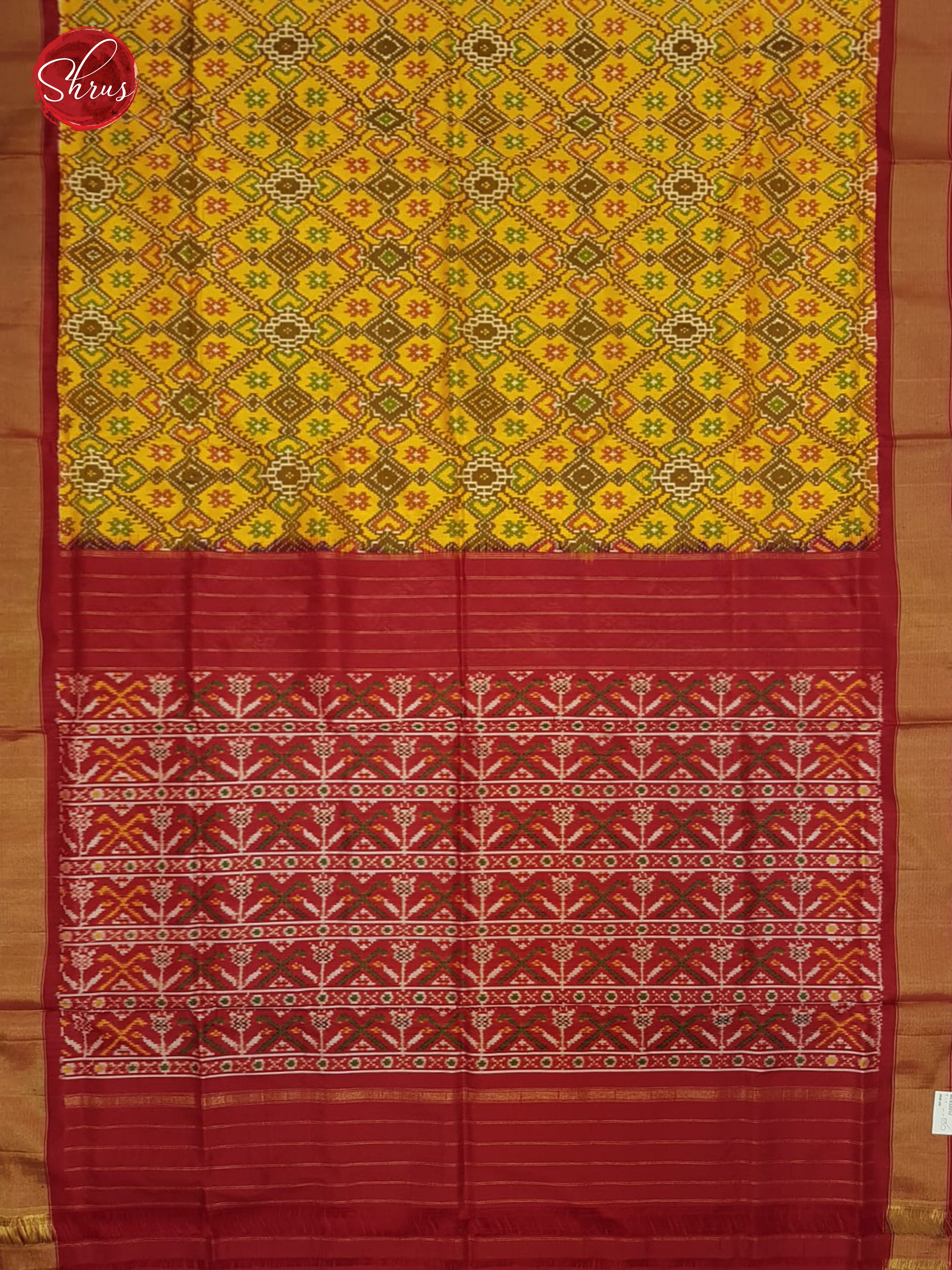 Yellow & Red - Ikkat Silk Saree - Shop on ShrusEternity.com
