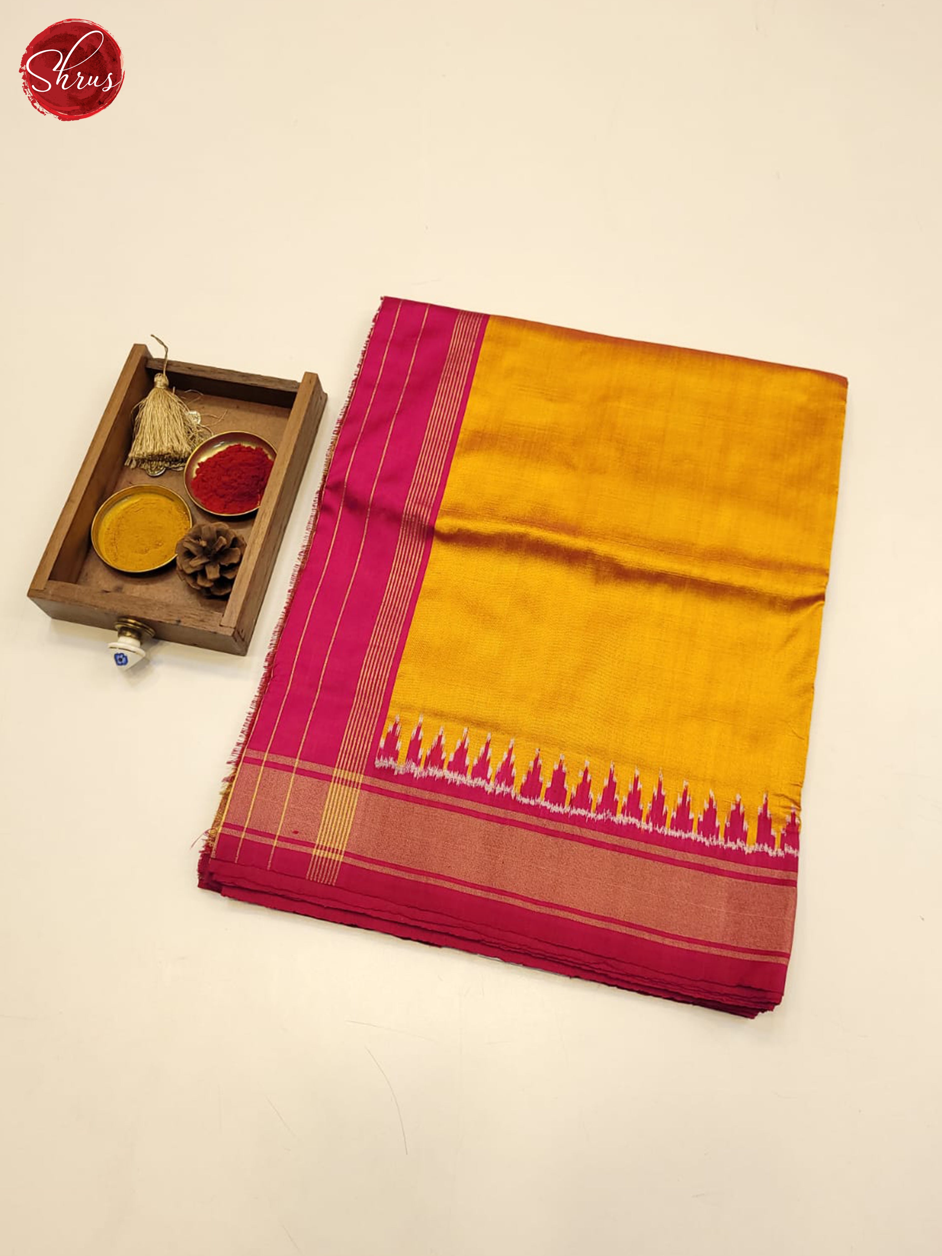 yellow and pink- Ikkat Silk Saree - Shop on ShrusEternity.com