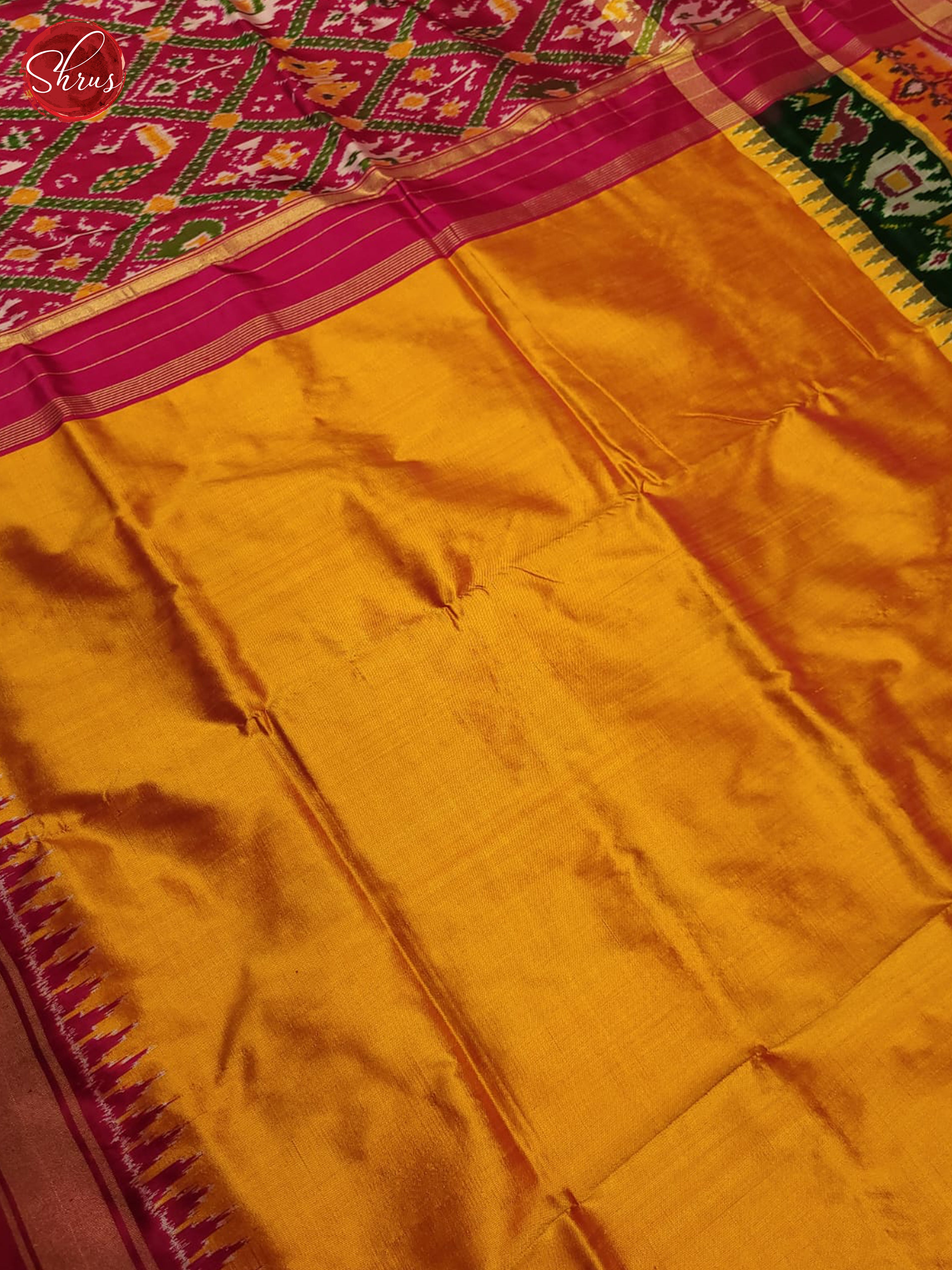 yellow and pink- Ikkat Silk Saree - Shop on ShrusEternity.com