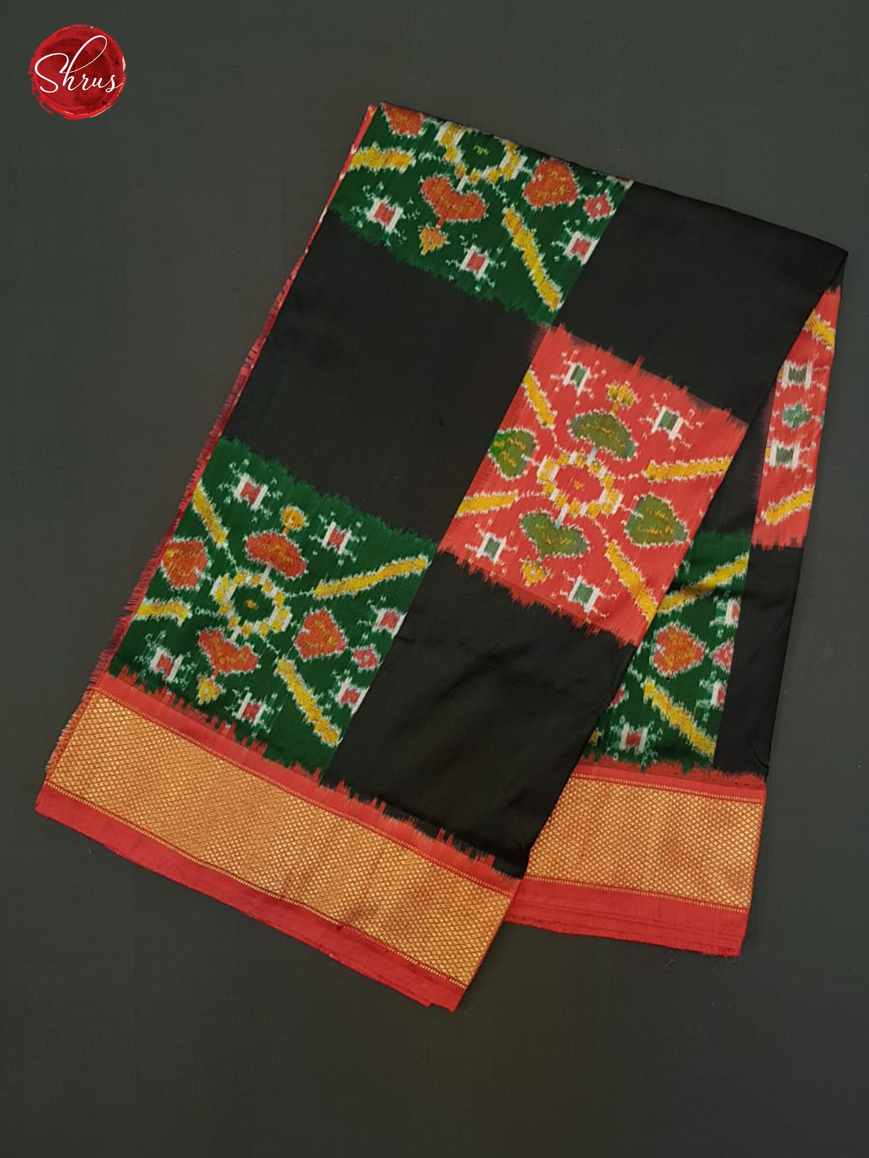Black and Red - Ikkat Silk Saree - Shop on ShrusEternity.com