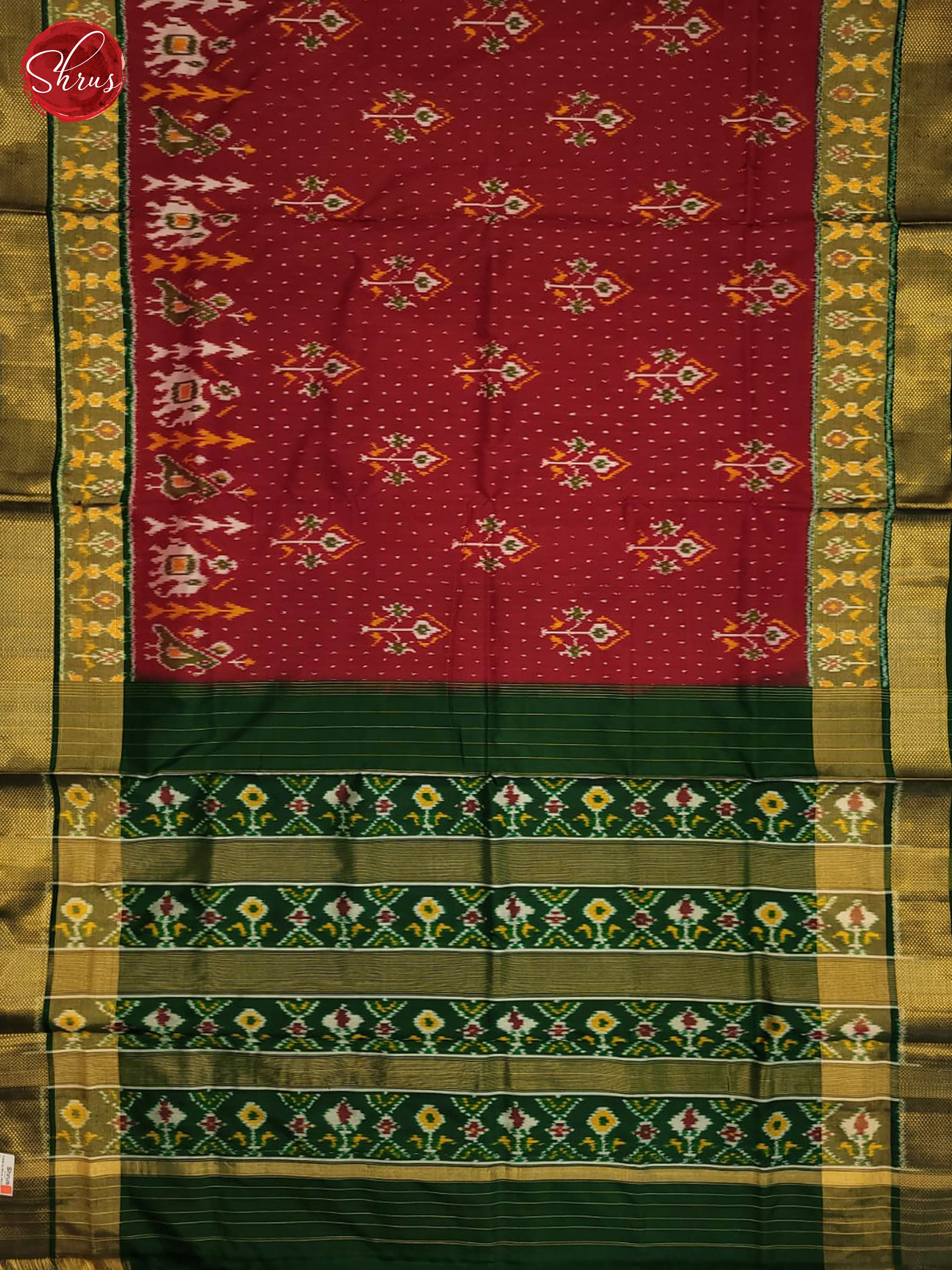 Maroon and Green- Ikkat Silk Saree - Shop on ShrusEternity.com