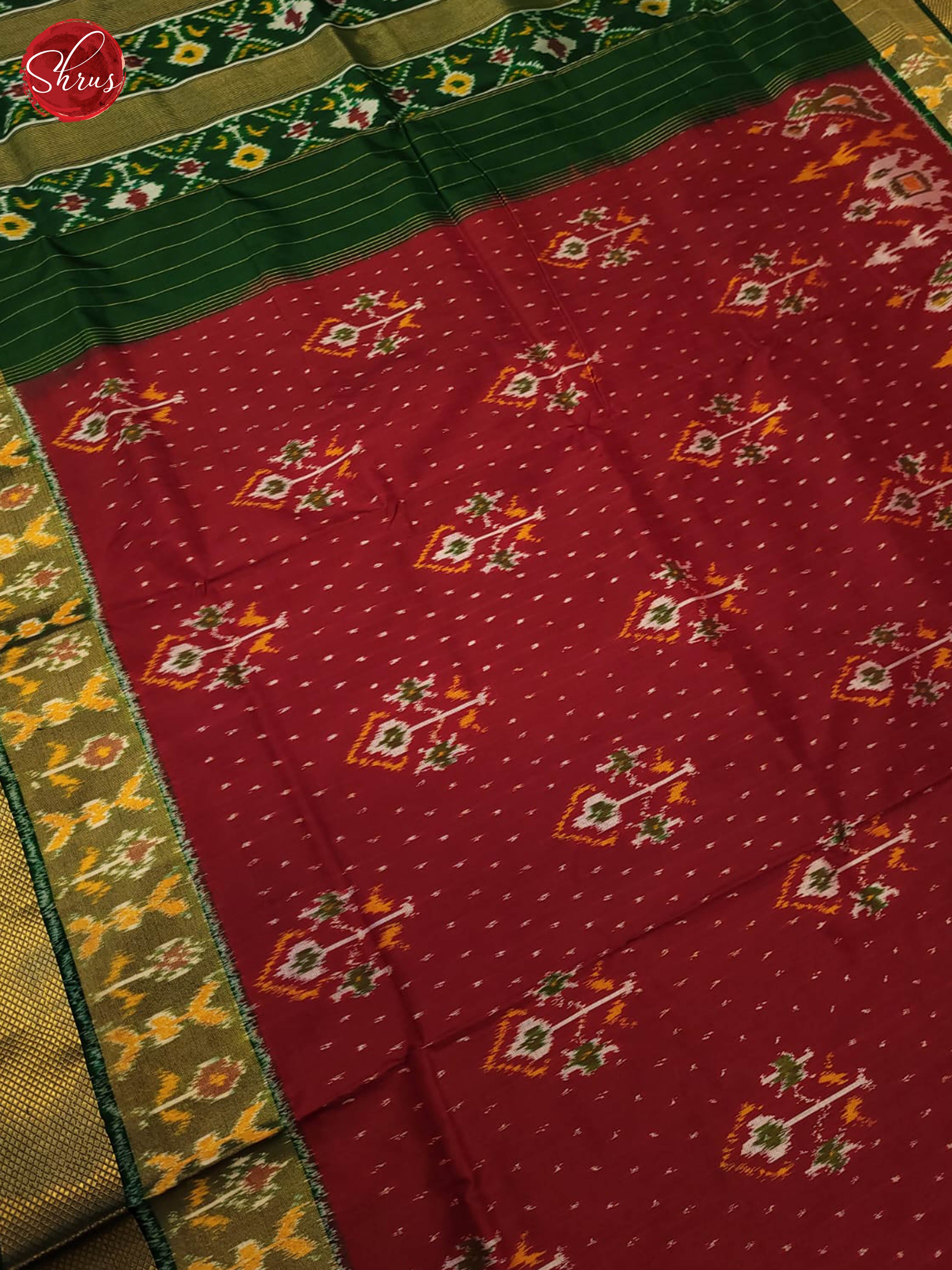 Maroon and Green- Ikkat Silk Saree - Shop on ShrusEternity.com