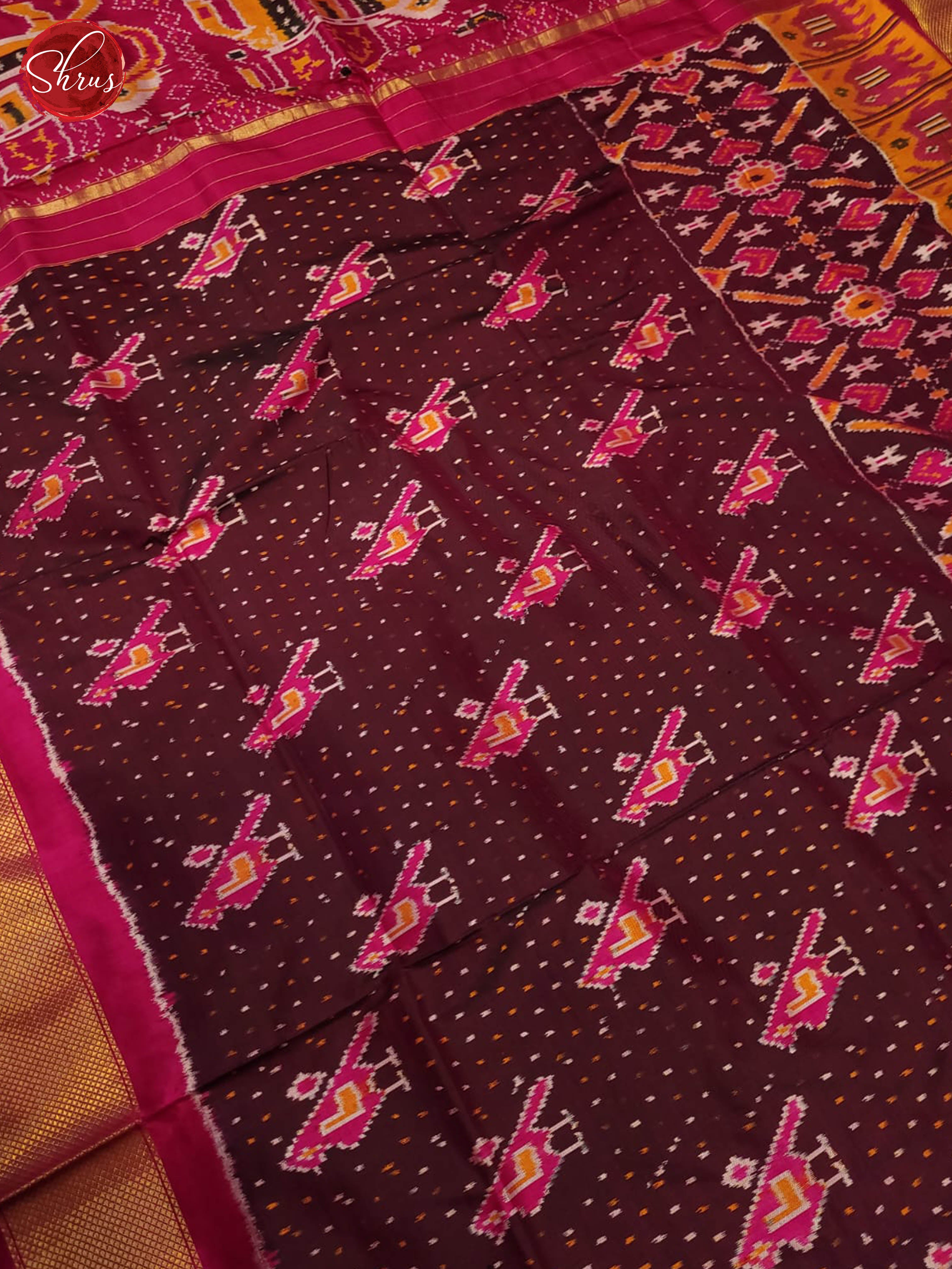 majenta pink and pink- Ikkat Silk Saree - Shop on ShrusEternity.com