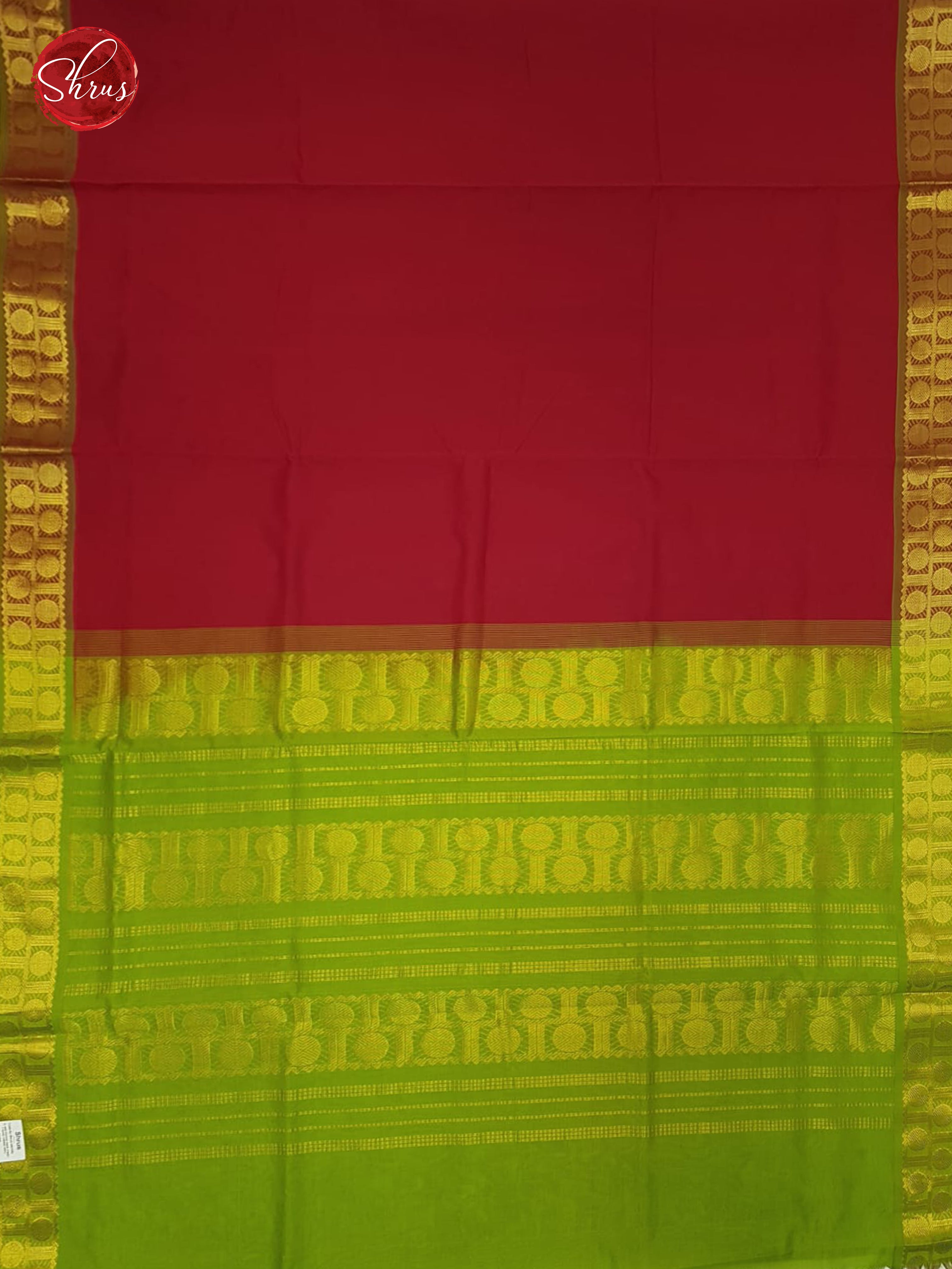 Red & Green - Silk Cotton-halfpure saree