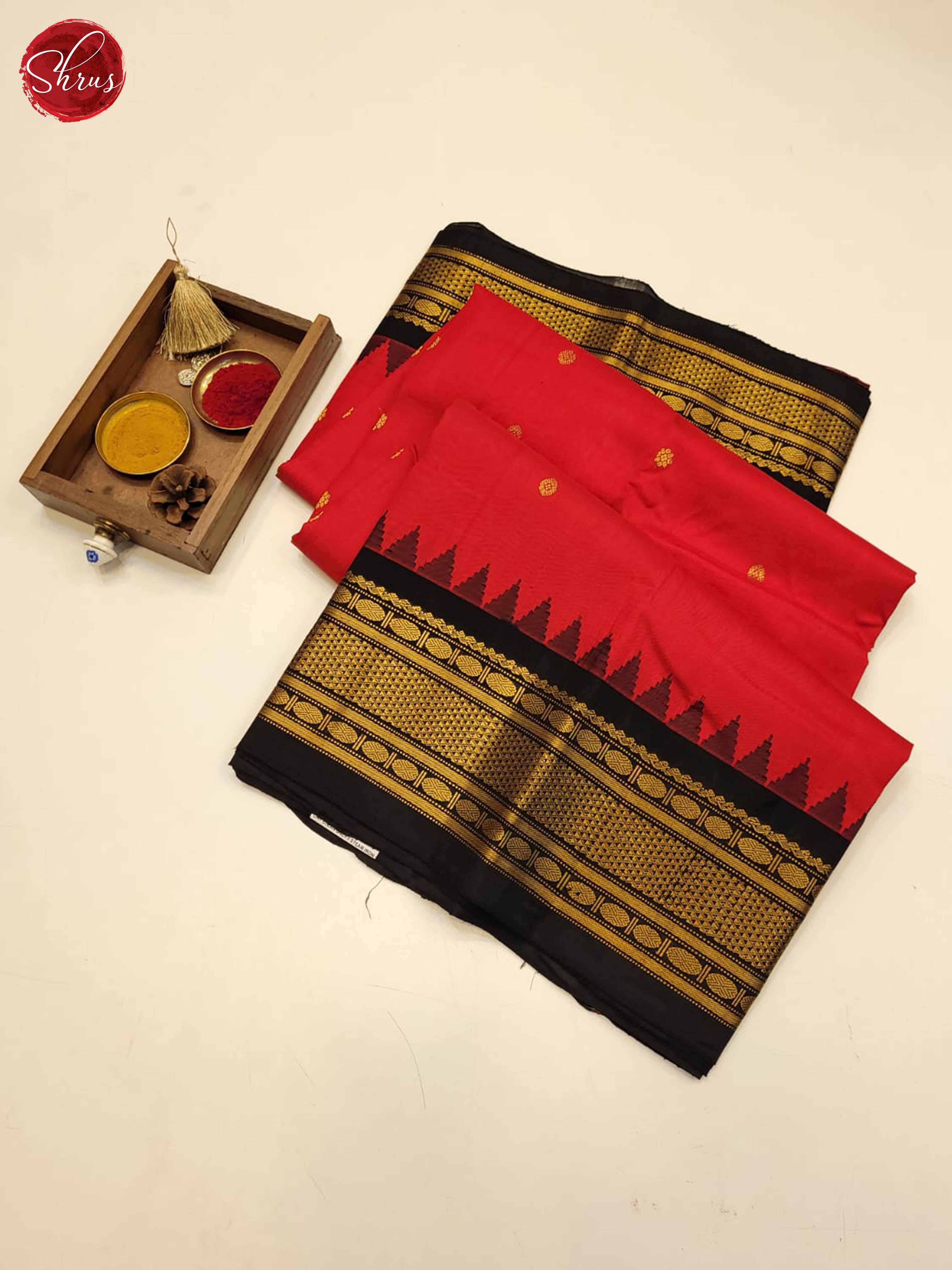 Red and black-Gadwal Silk - Shop on ShrusEternity.com