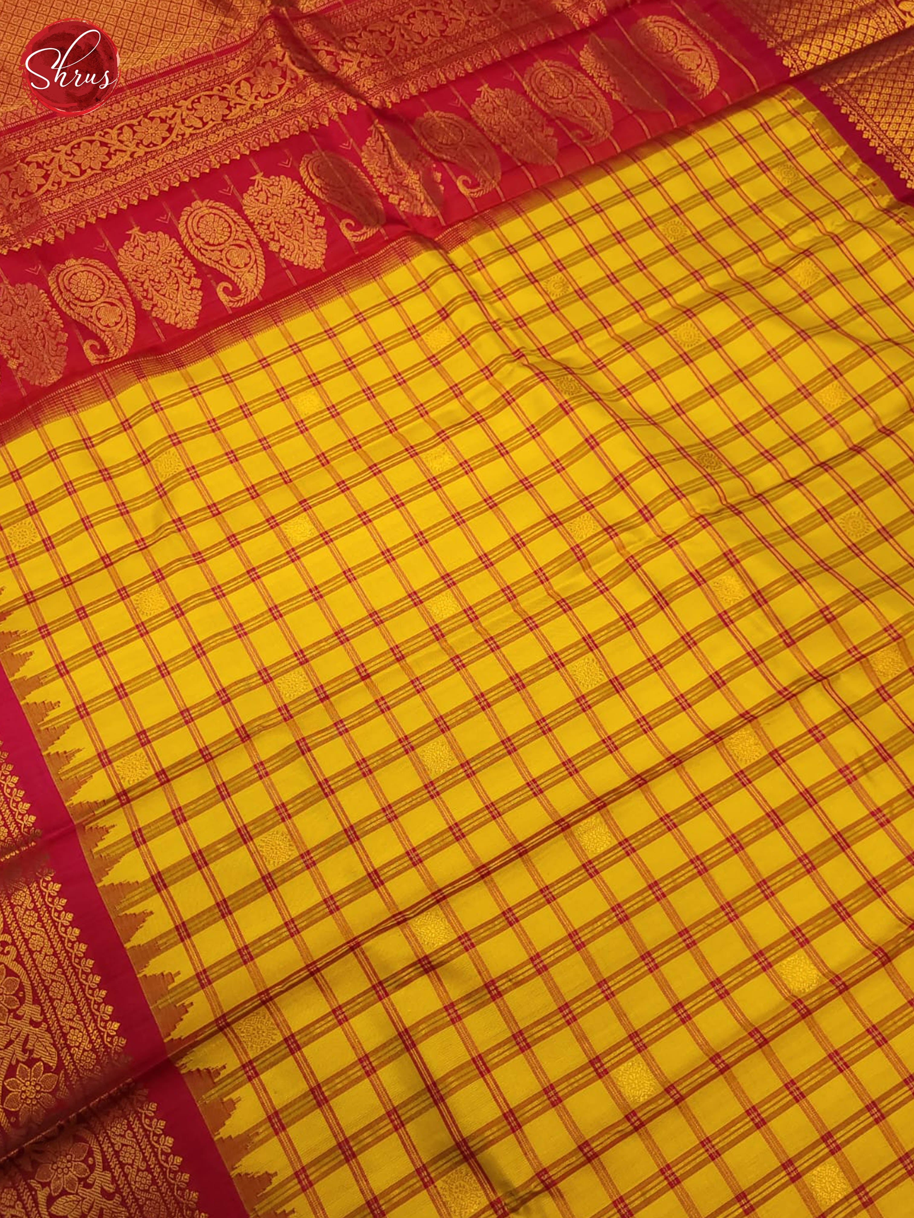 yellow and pink- Gadwal Silk - Shop on ShrusEternity.com