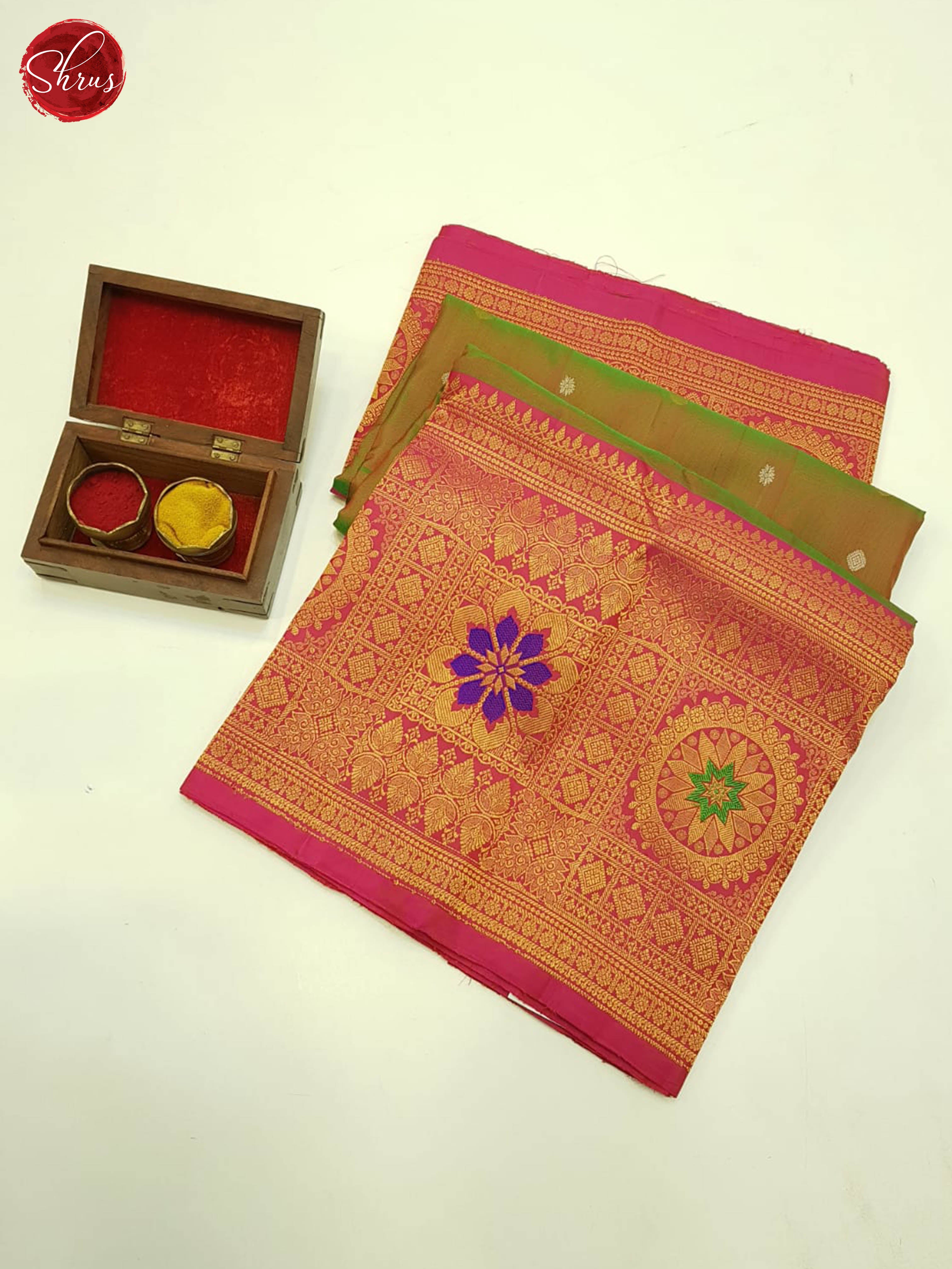 Double Shaded Greenish Brown & Pink - Gadwal silk Saree - Shop on ShrusEternity.com