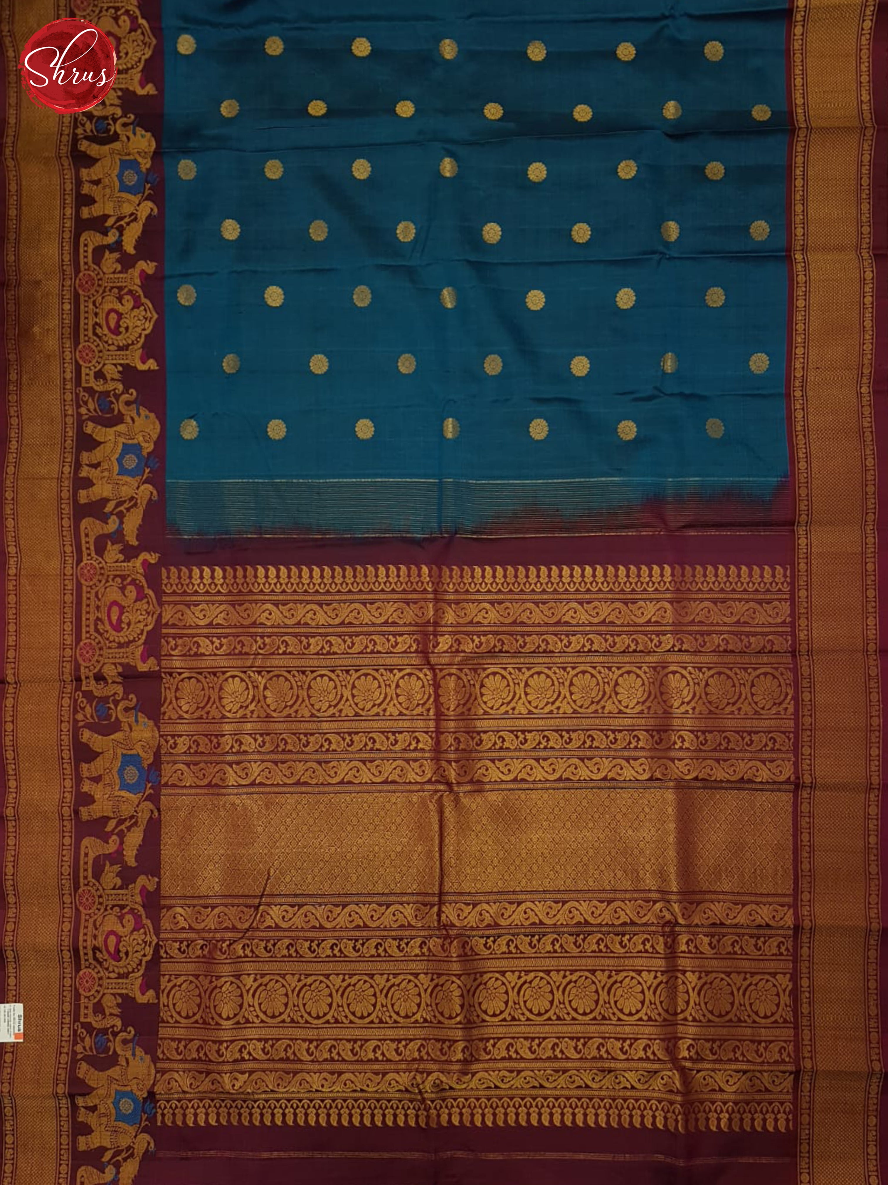 Blue And Wine- Gadwal Silk - Shop on ShrusEternity.com