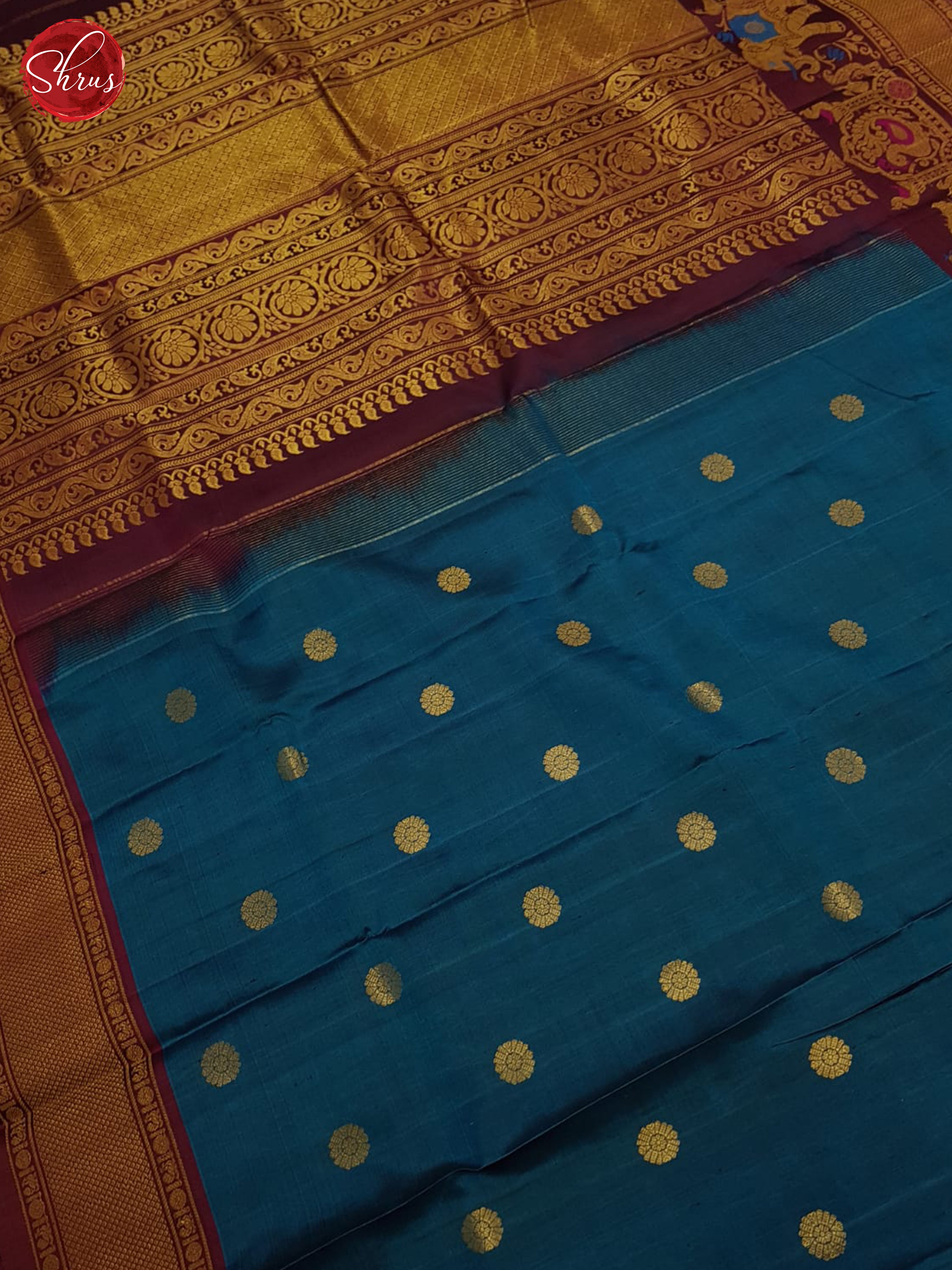 Blue And Wine- Gadwal Silk - Shop on ShrusEternity.com